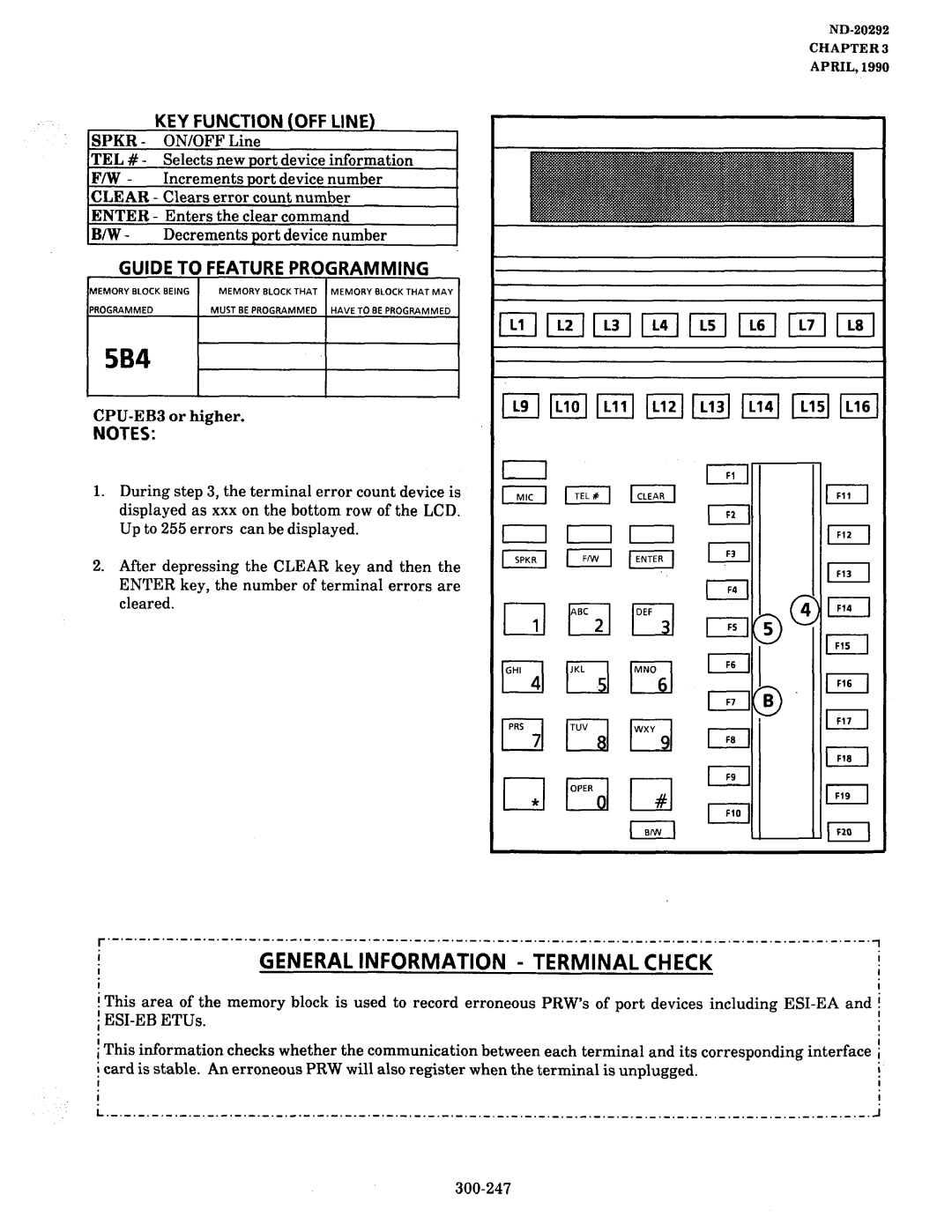 NEC nd-20292 manual 5B4, General Information Terminal Check 