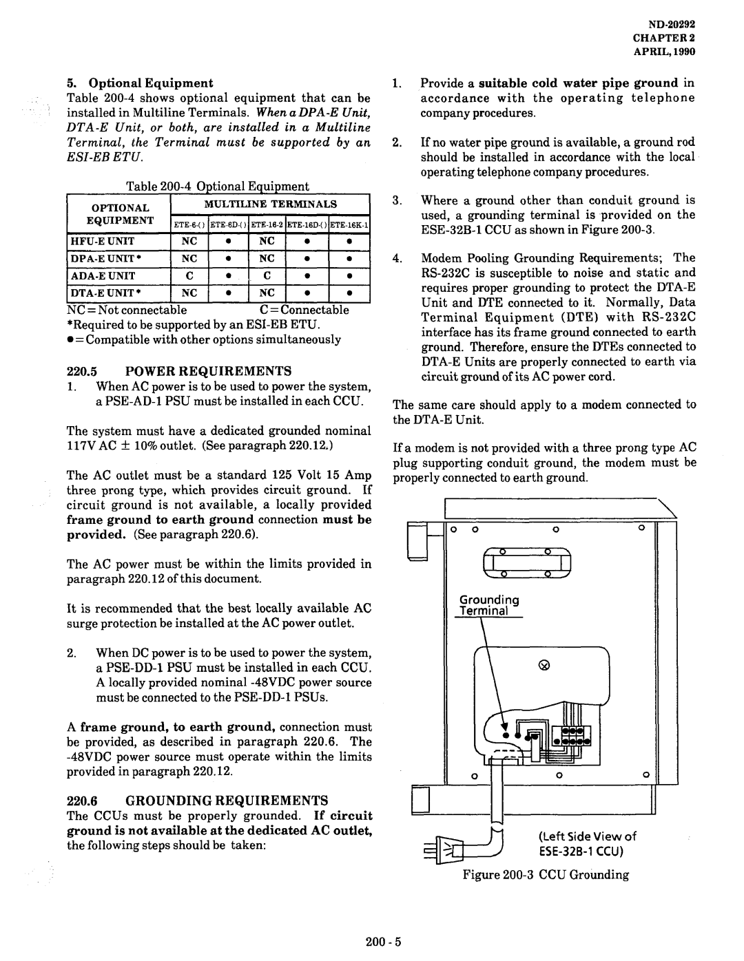 NEC nd-20292 manual NC = Not connectable, By an, = Compatible with other, Power Requirements, Grounding Requirements 