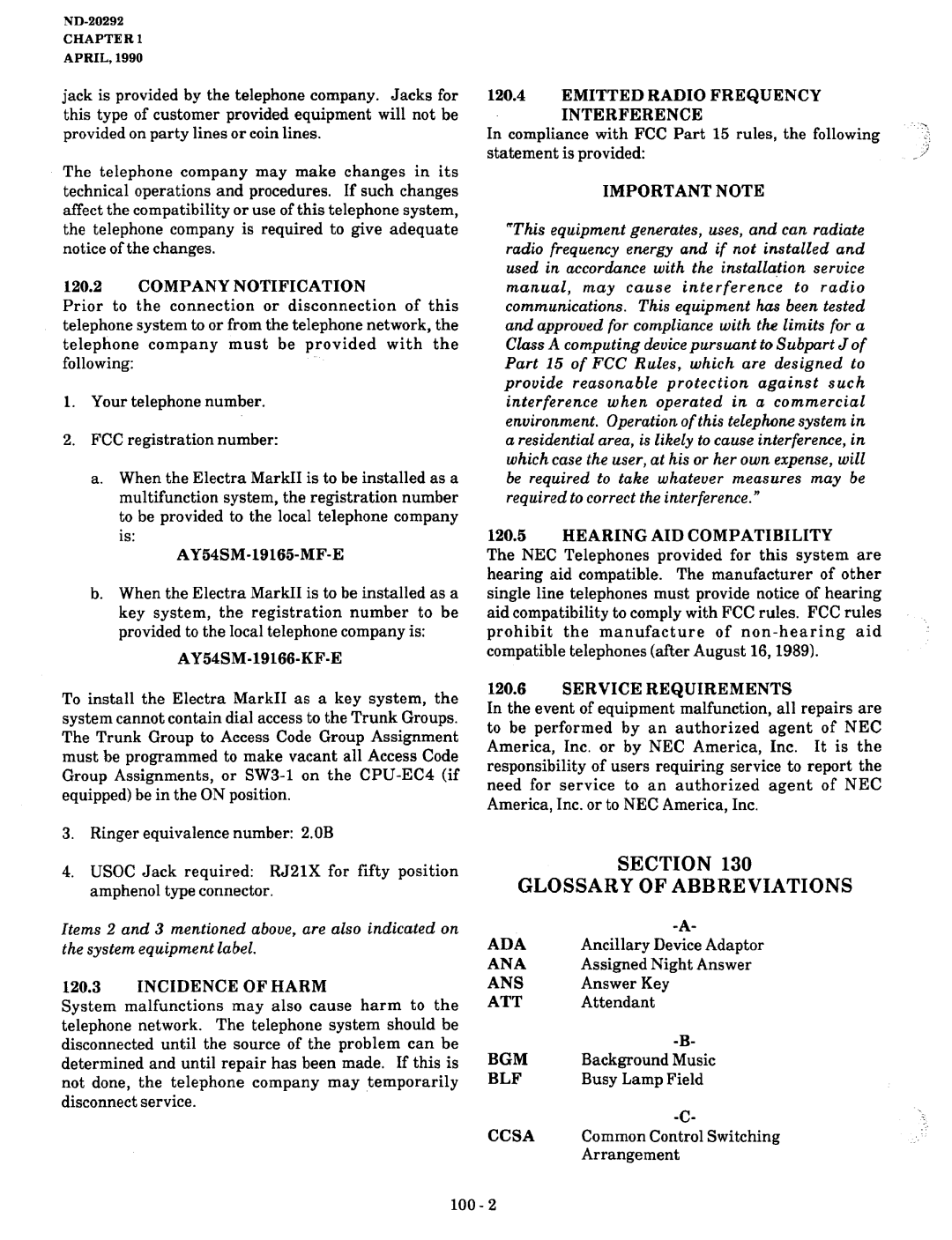 NEC nd-20292 manual Section Glossary of Abbreviations 