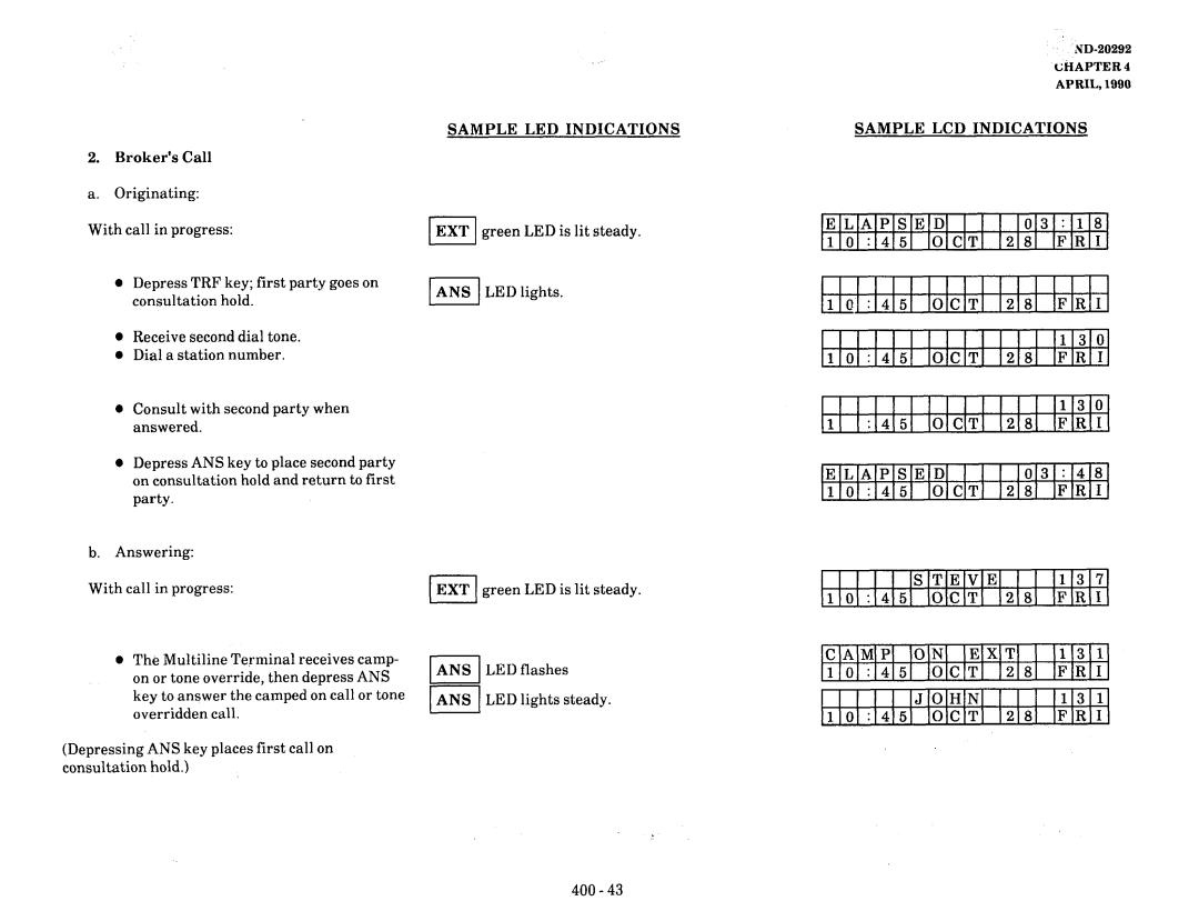 NEC nd-20292 manual Ifirii, Lslsl, 1101 I4151 101~1~1 12181 1~1~11, Sample LCD Indications, I I 