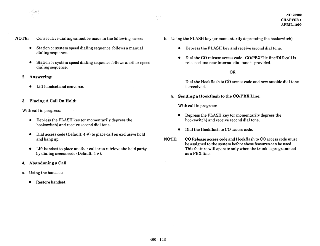 NEC nd-20292 manual Consecutive dialing cannot be made in the following cases 