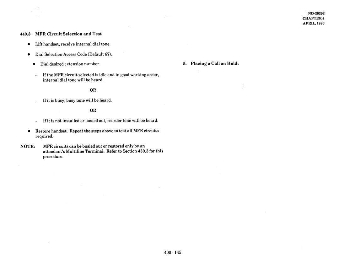 NEC nd-20292 manual Procedure 400 