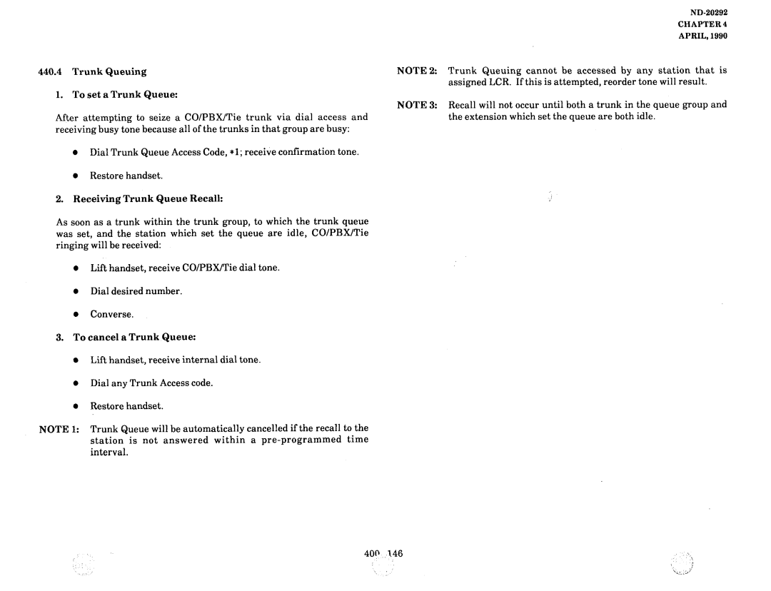 NEC nd-20292 manual Receiving Trunk Queue Recall, To cancel a Trunk Queue 