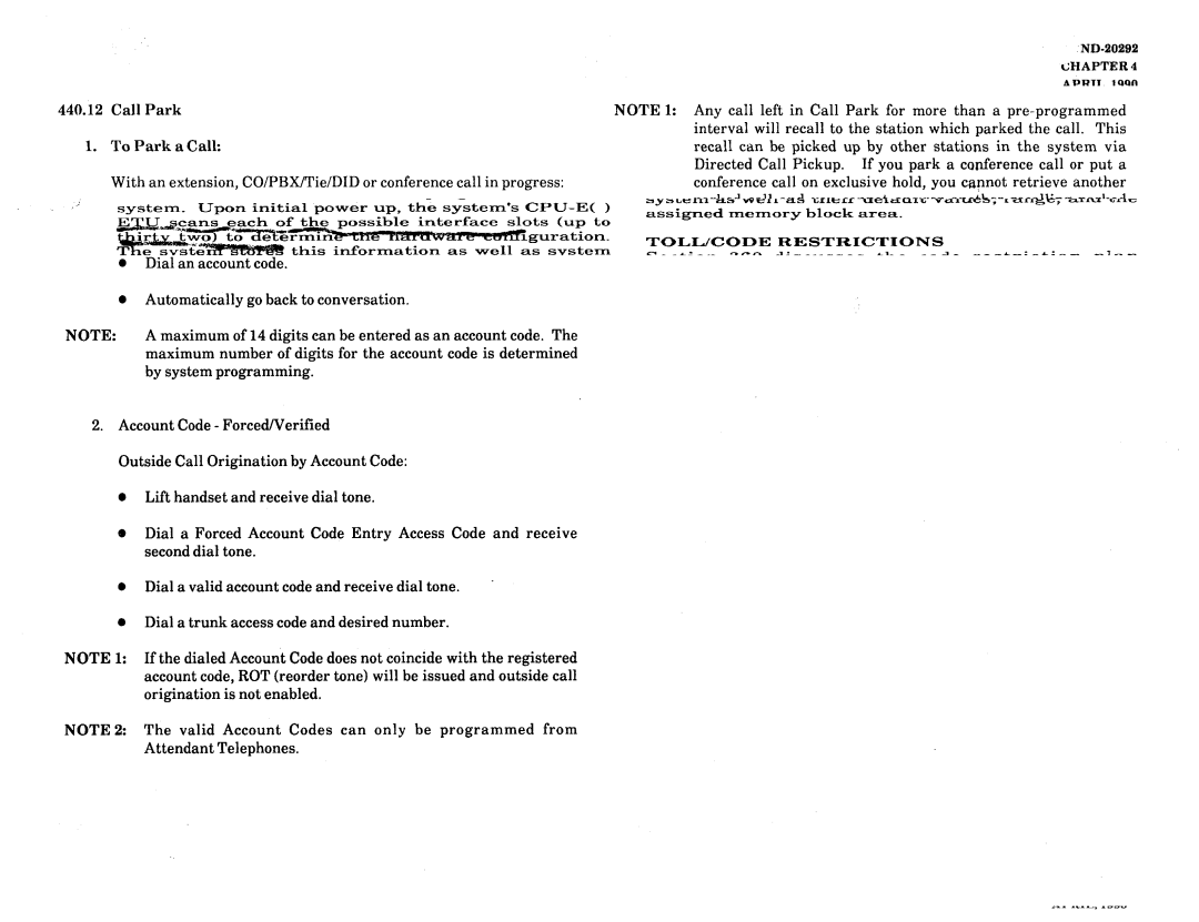 NEC nd-20292 manual Maximum number of digits for the account code is determined 