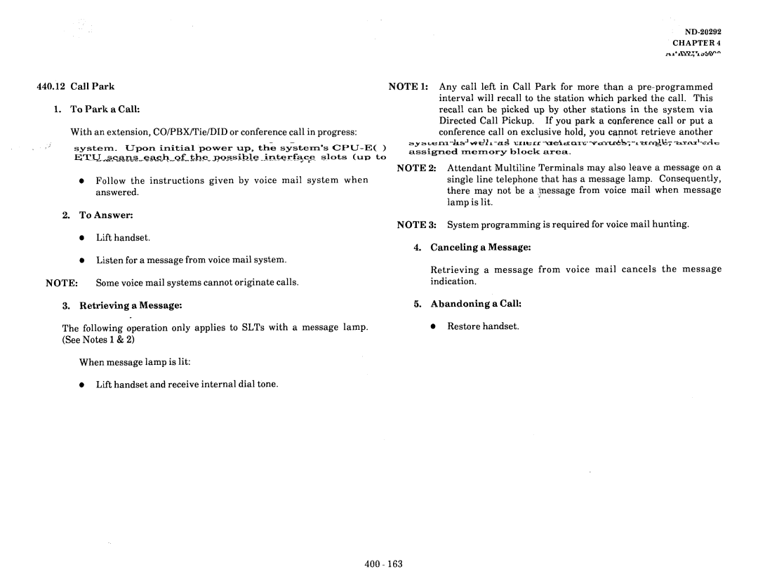 NEC nd-20292 manual Some voice mail systems cannot originate calls 