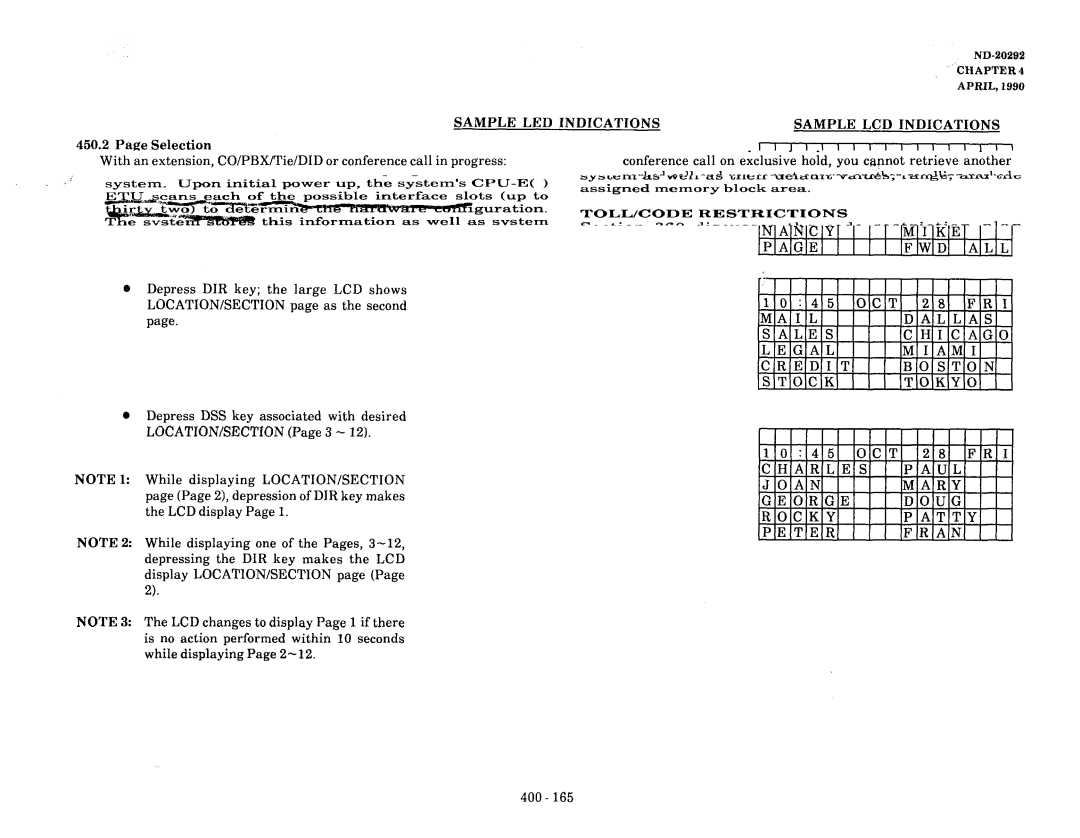 NEC nd-20292 manual Sample LED Indications Sample LCD Indications 