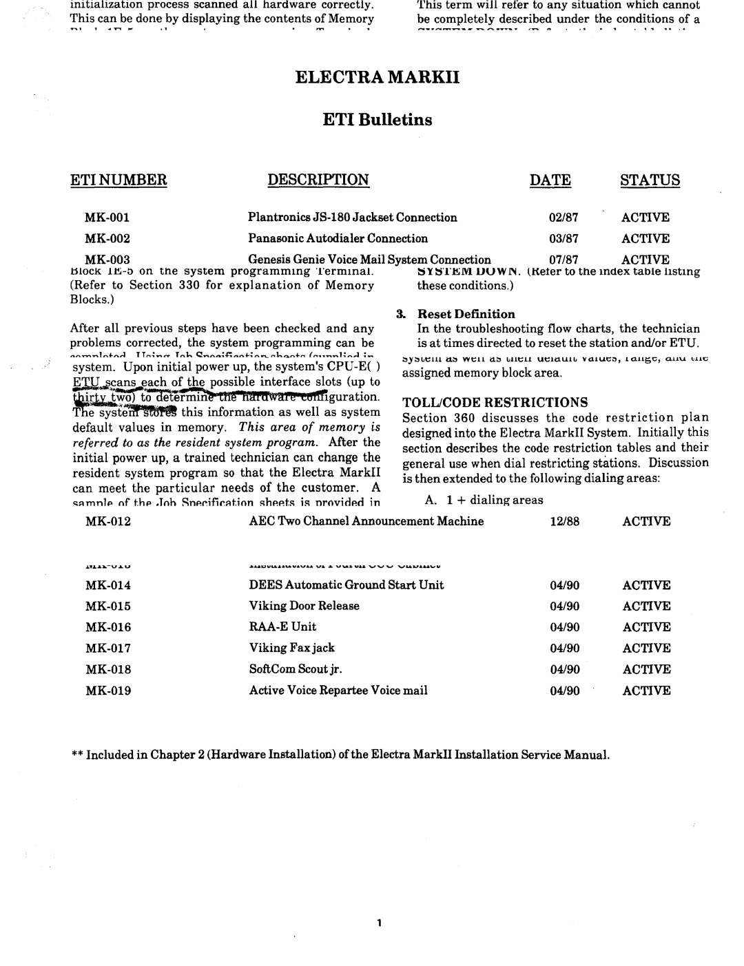 NEC nd-20292 manual Electra MARK11 