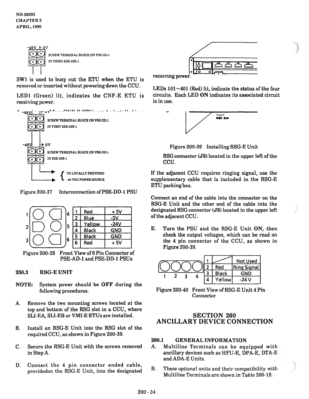 NEC nd-20292 manual Section Ancillary Device Connection, ’7 Interconnection of PSE-DD-1 PSU 