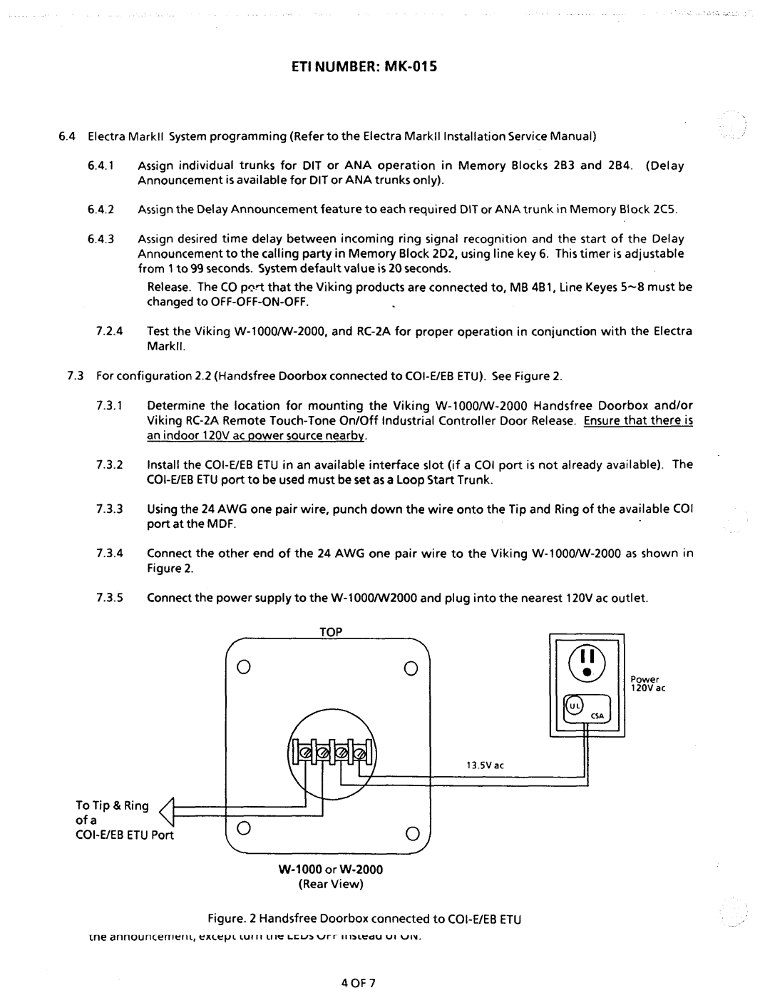 NEC nd-20292 manual Top, Figure Handsfree Doorbox connected to COI-E/EB ETU 4OF6 