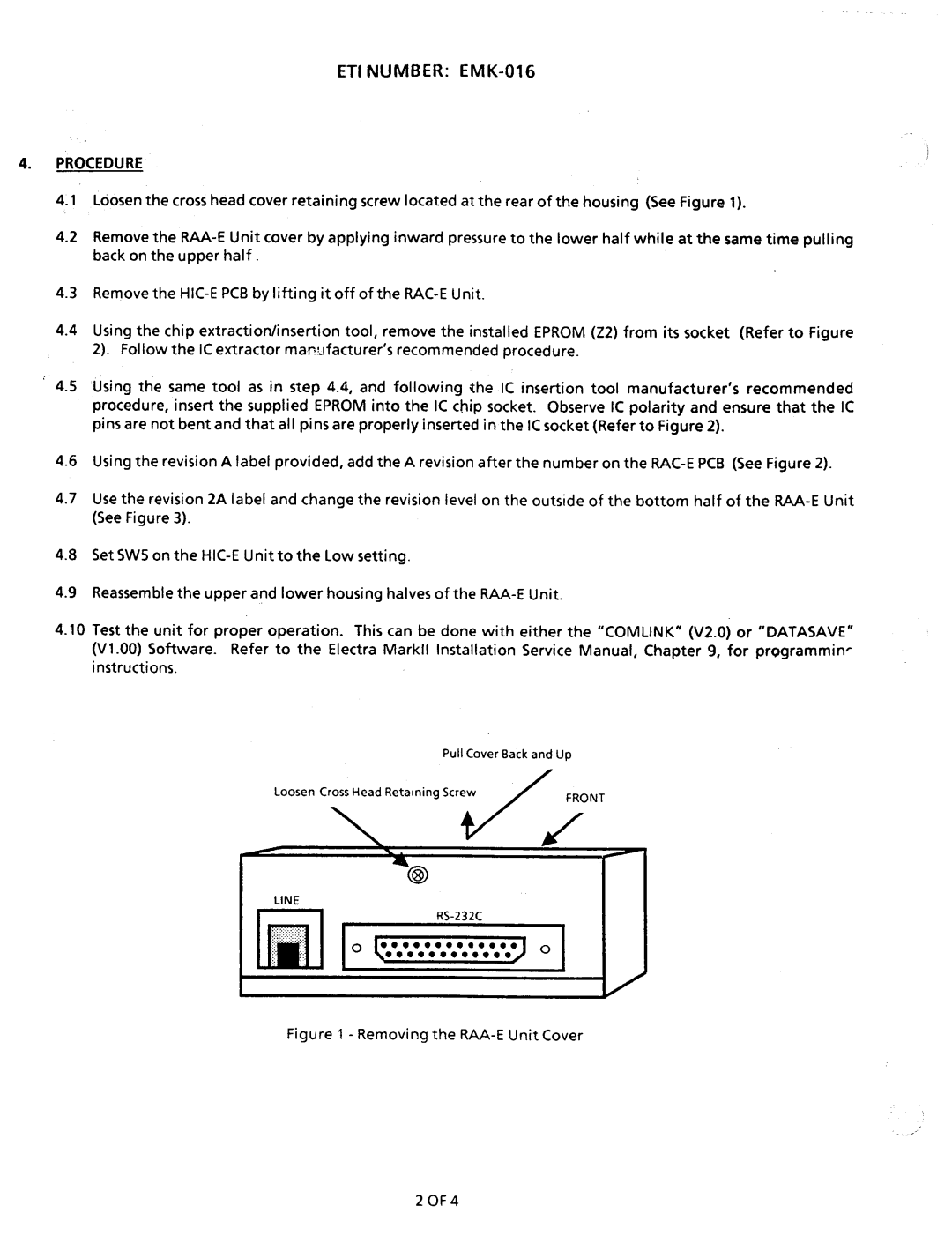 NEC nd-20292 manual ETI Number EMK-016, Procedure 