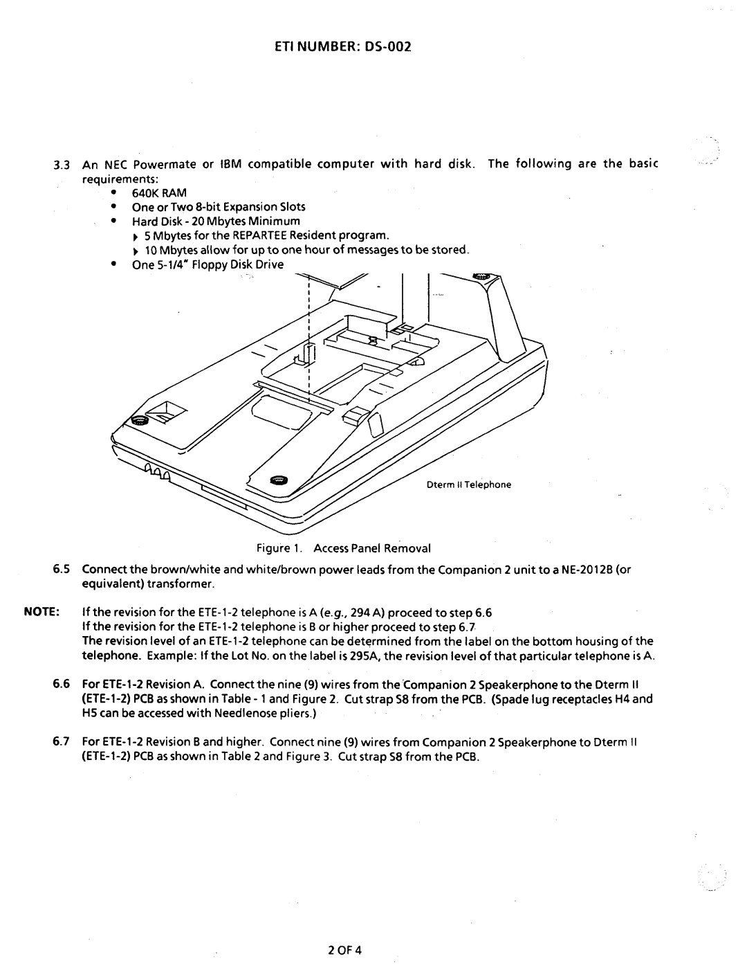 NEC nd-20292 manual ETI Number DS-002, Procedure 