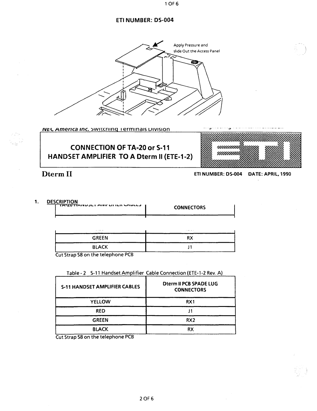 NEC nd-20292 manual ETI Number DS-004, Connectors 