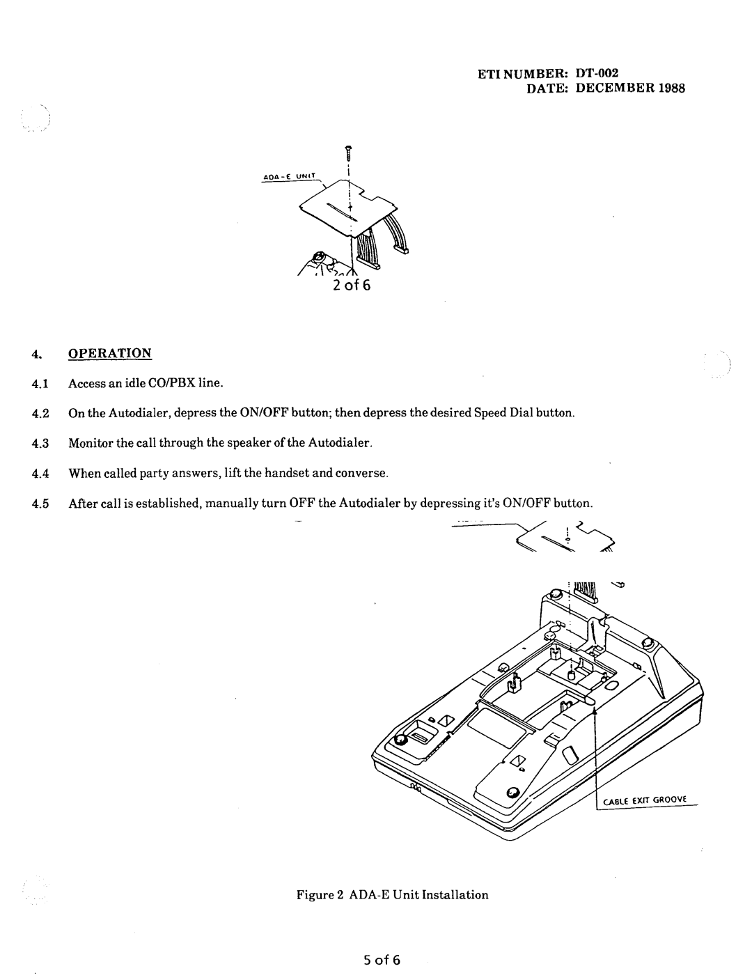 NEC nd-20292 manual ADA-E Unit Installation 