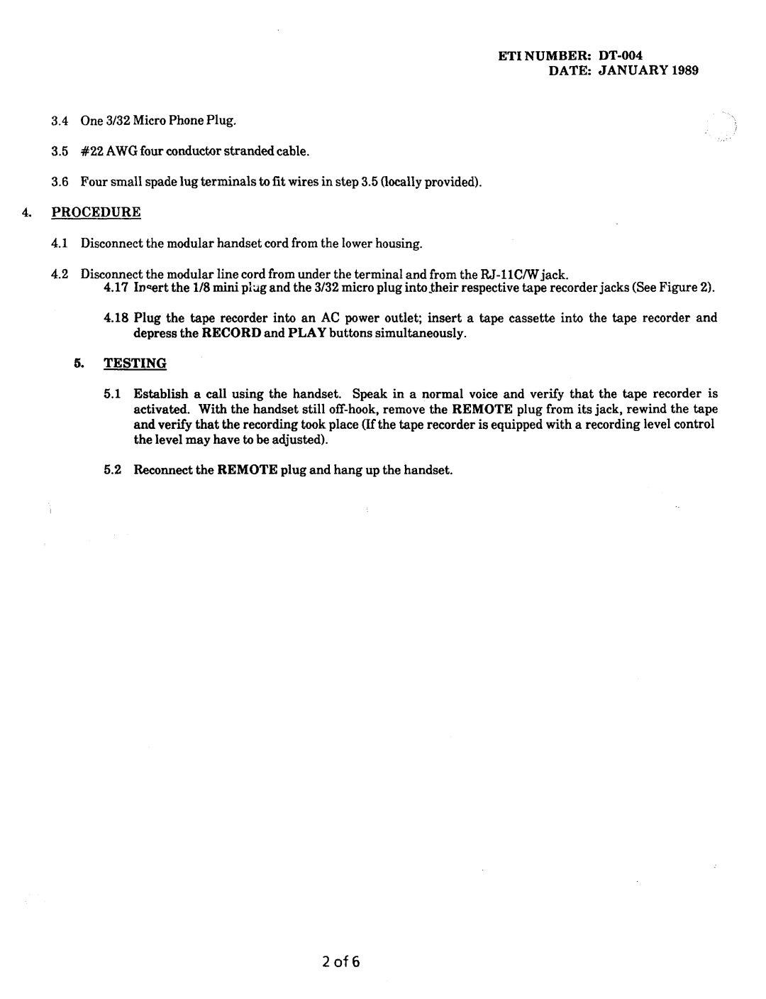 NEC nd-20292 manual Testing, ET1 Number DT-004 Date January 