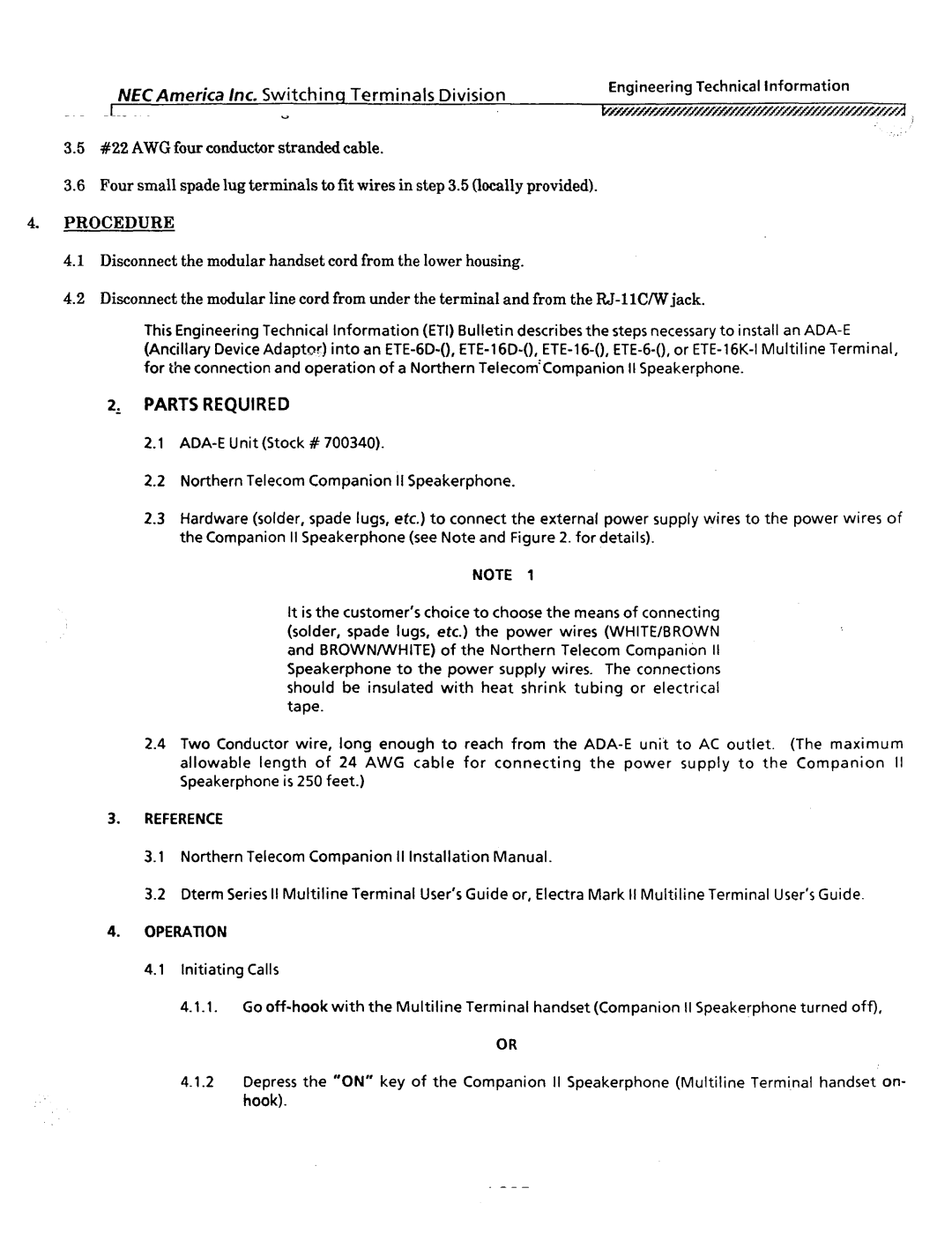 NEC nd-20292 manual Northern Telecom Companion Speakerphone Connection, Reference 