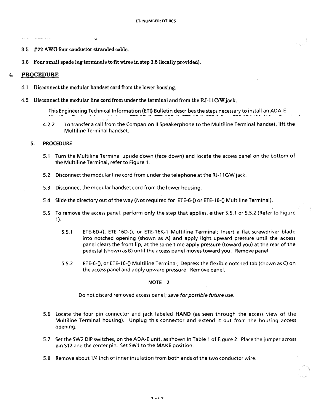 NEC nd-20292 manual ETI Number DT-005 