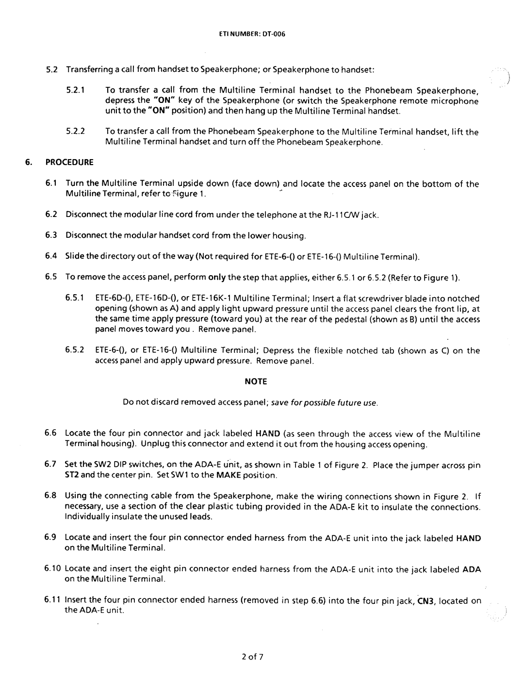 NEC nd-20292 manual ETI Number DT-006 