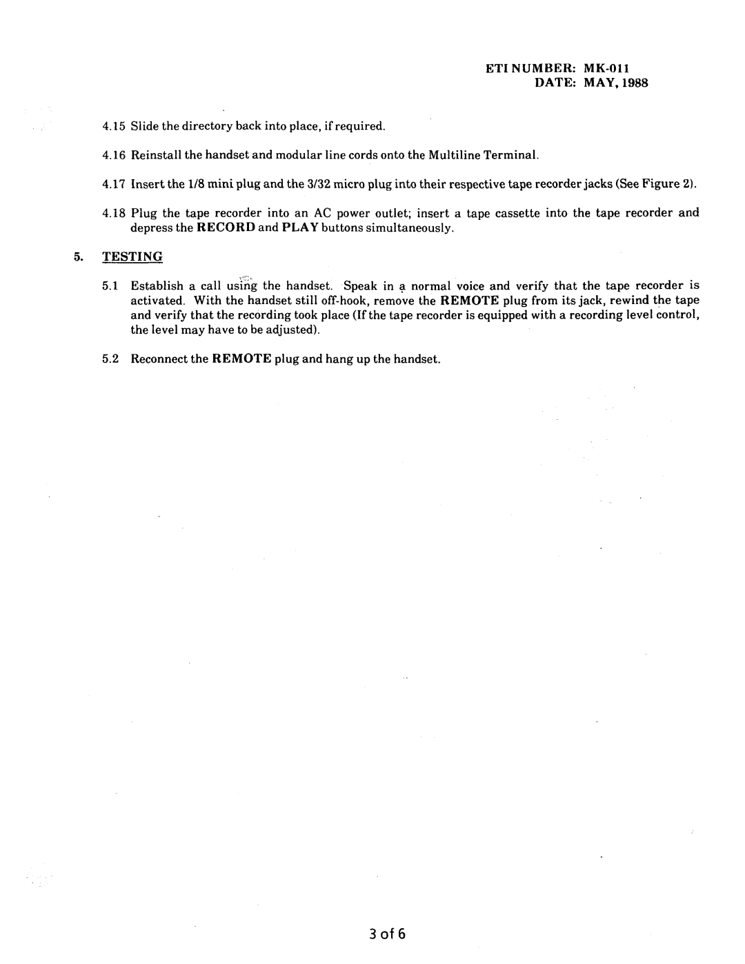 NEC nd-20292 manual ET1 Number MK-011, Testing 