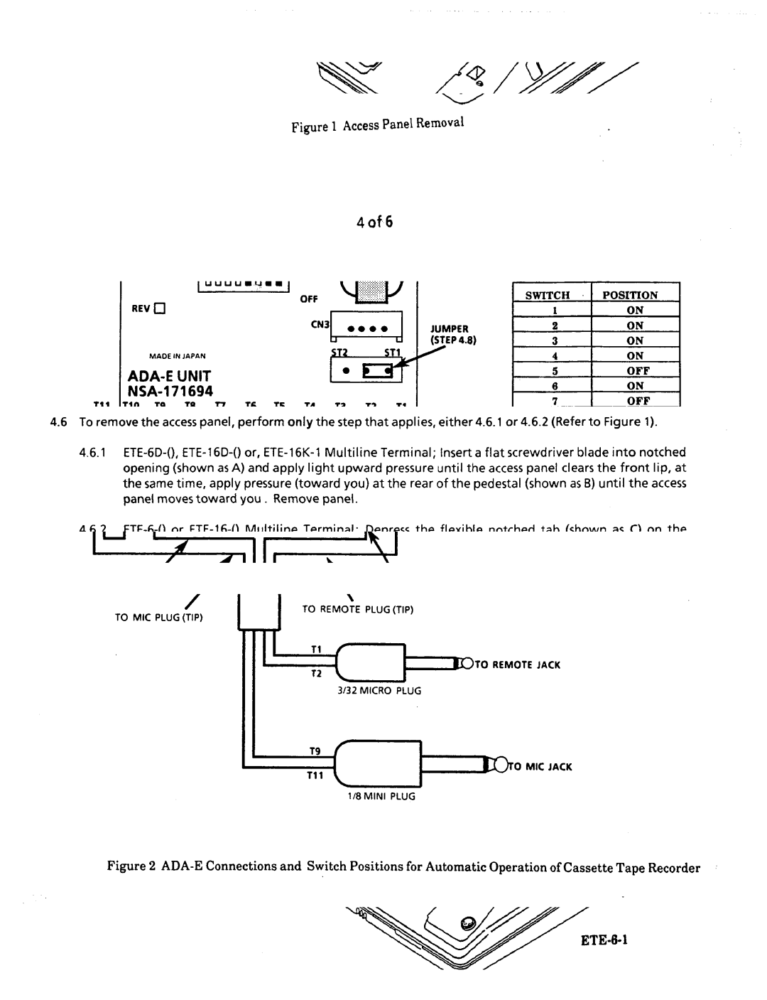 NEC nd-20292 manual ADA-E Unit, Settings 