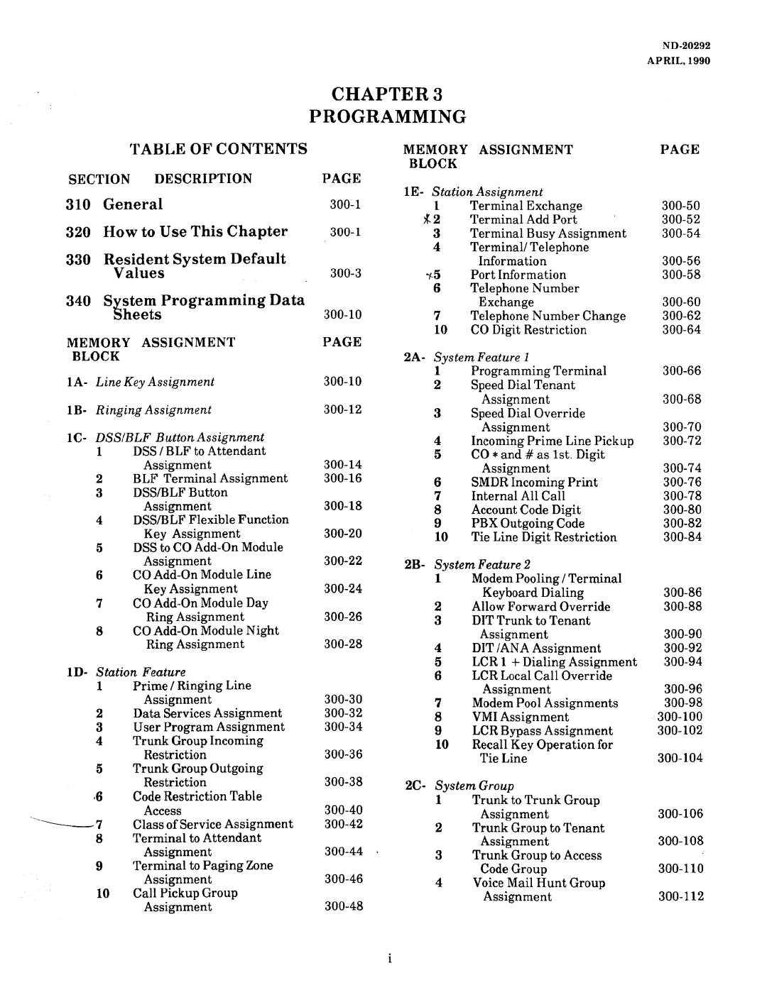 NEC nd-20292 manual Programming, Table of Contents 