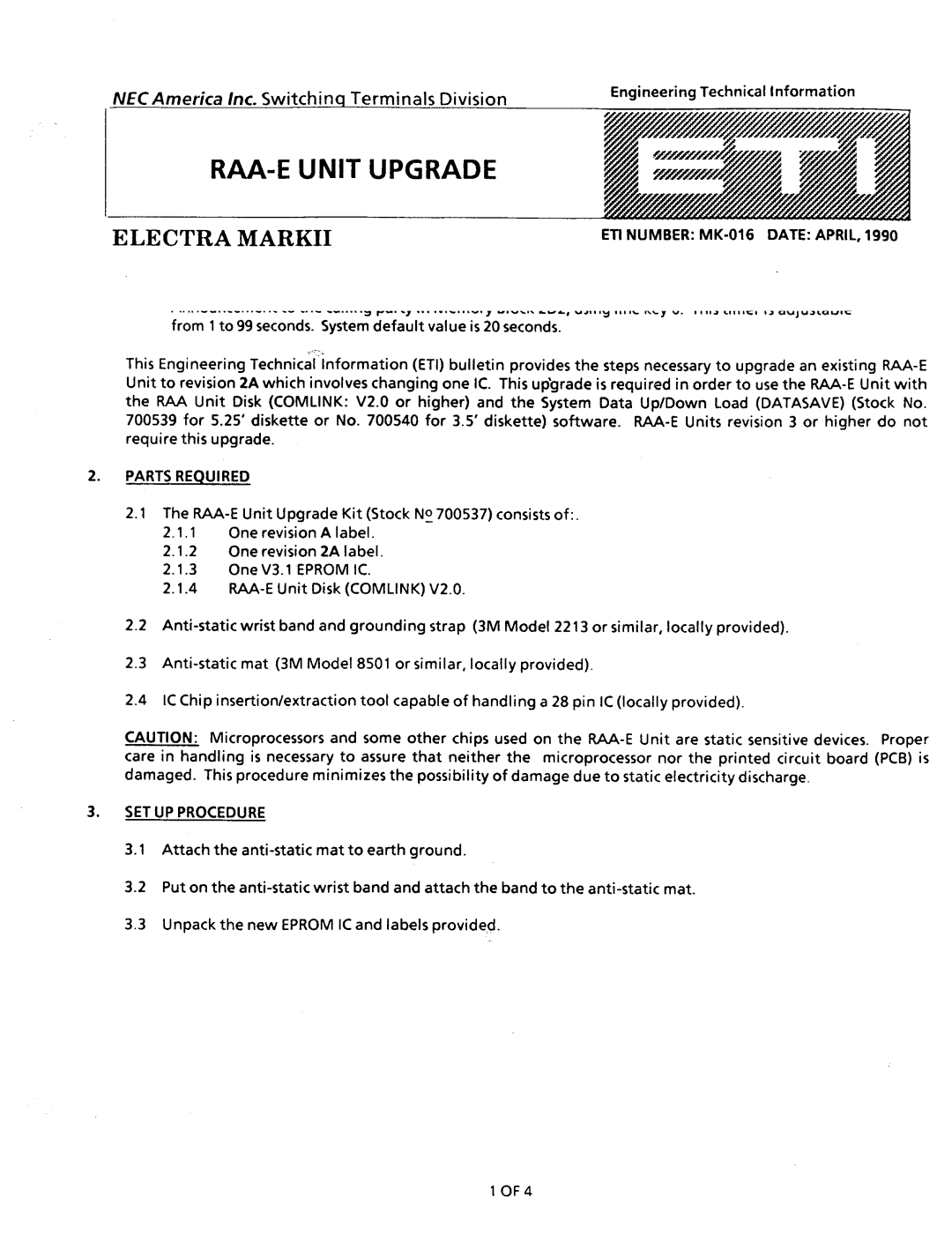 NEC nd-20292 manual RAA-E Unit Upgrade 