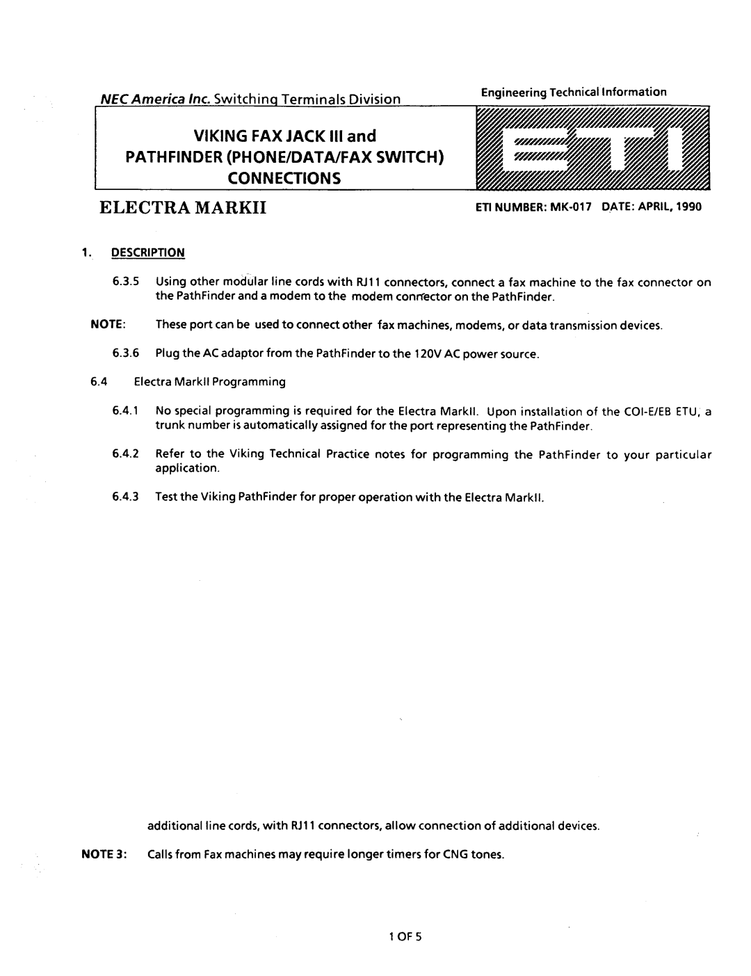 NEC nd-20292 manual ETI Number MK-017 