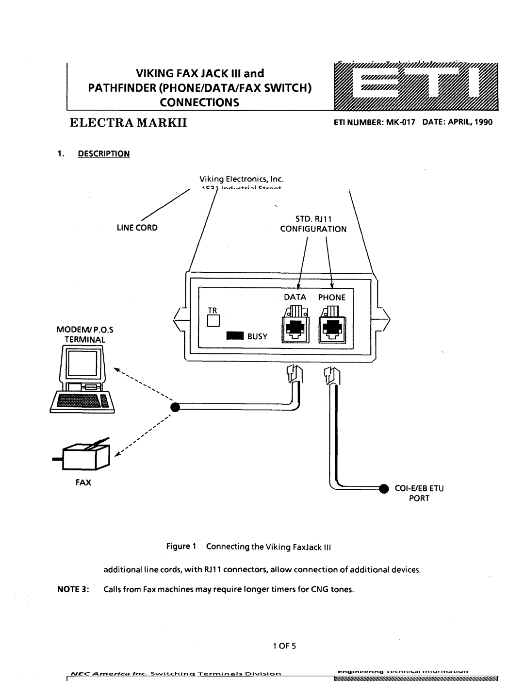 NEC nd-20292 manual To Telco 