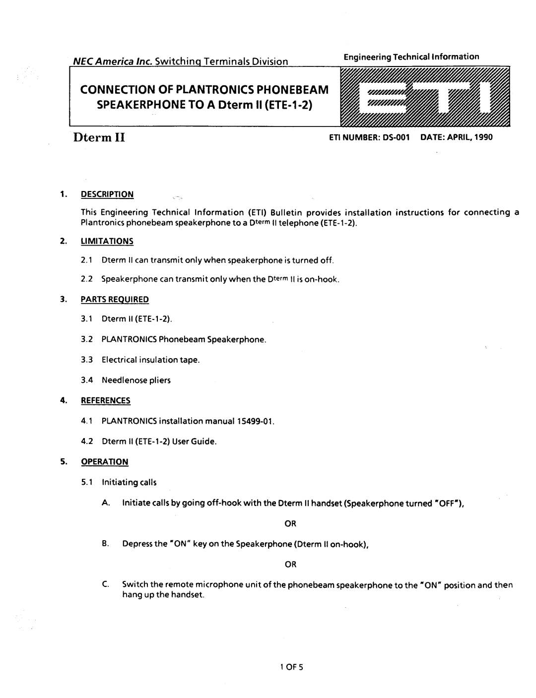 NEC nd-20292 manual Dterm 