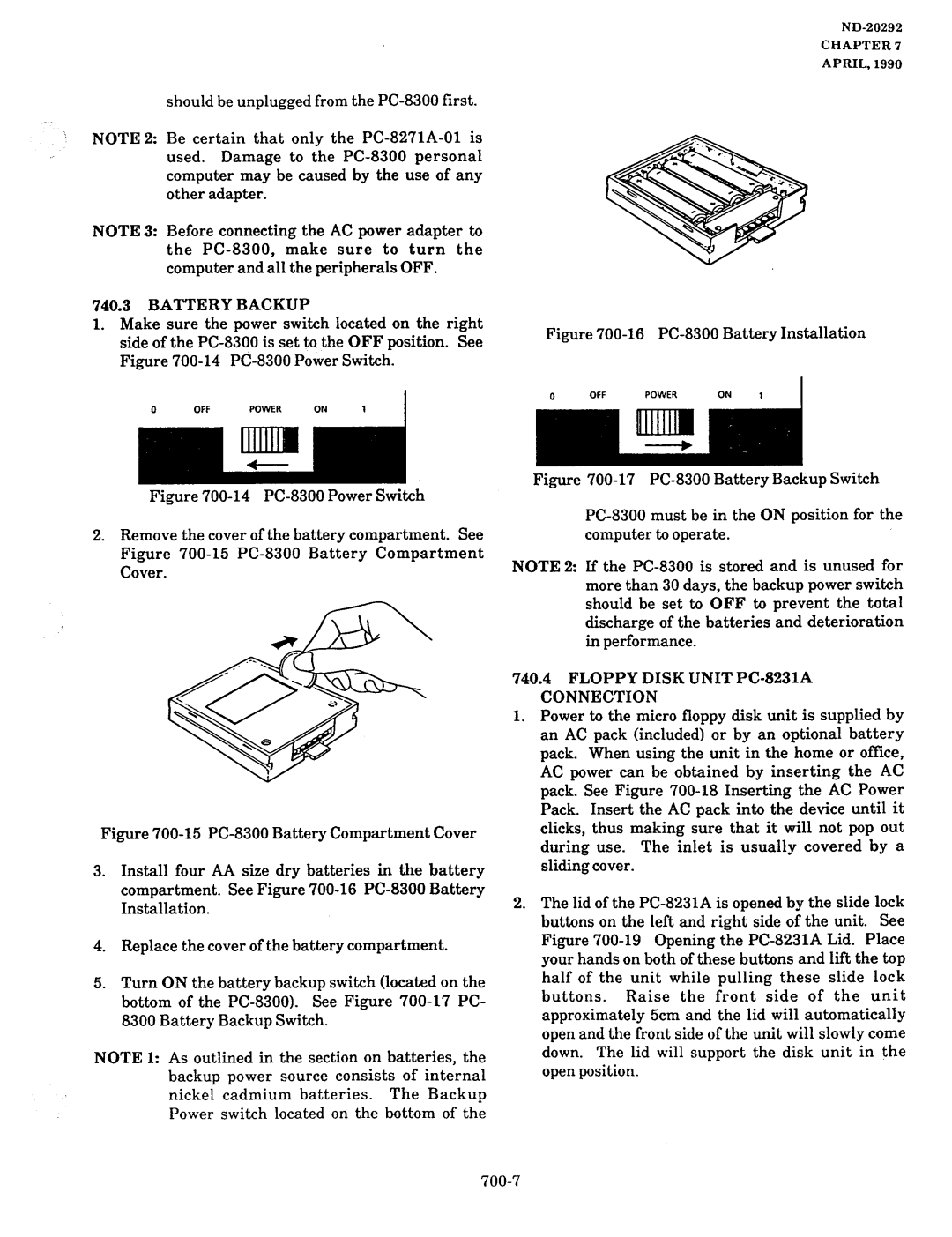 NEC nd-20292 manual Battery Backup 