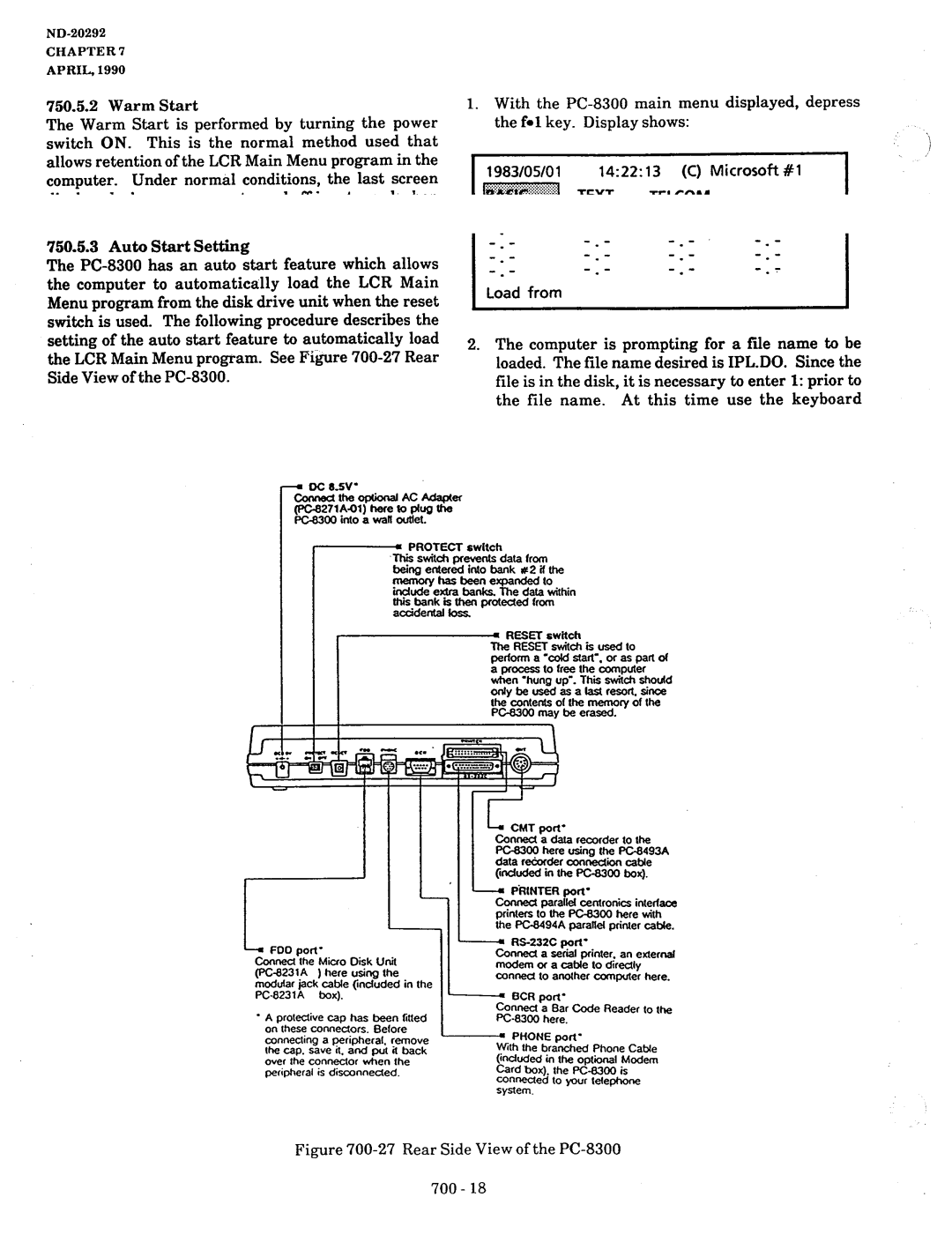 NEC nd-20292 manual Rear Side View of the PC-8300 