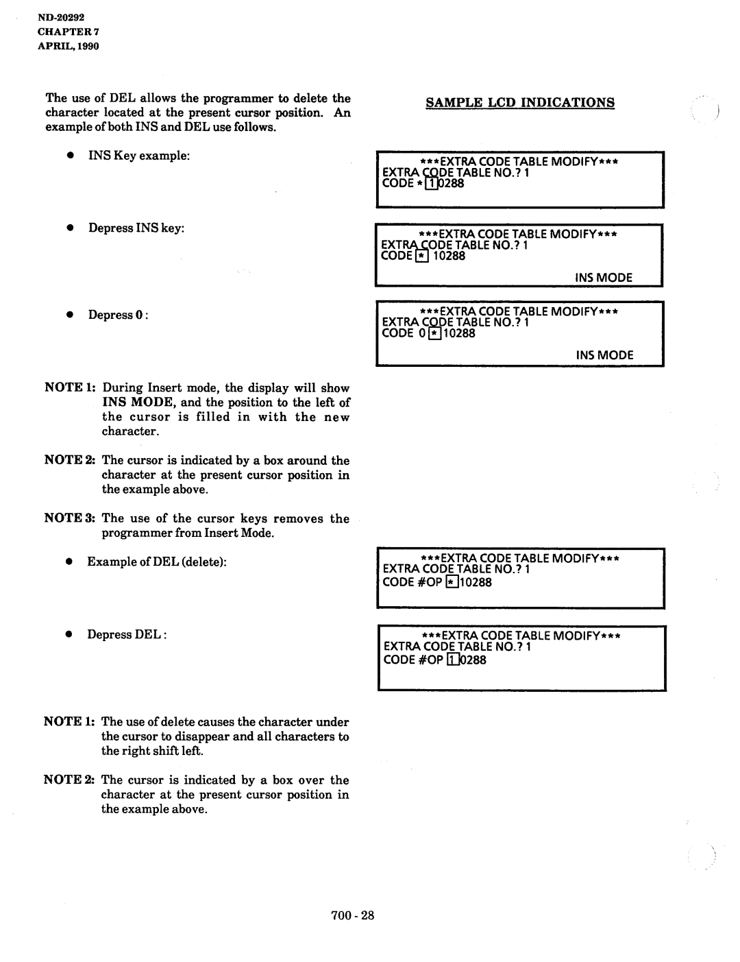 NEC nd-20292 manual Code 0 8 