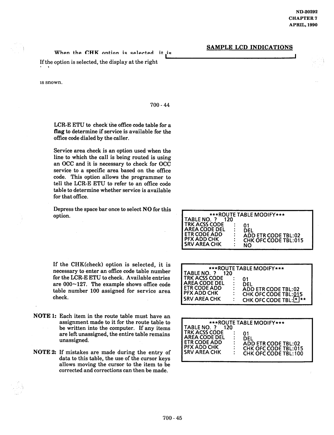 NEC nd-20292 manual Table Modify DEL ADD ETR Code TBL02 