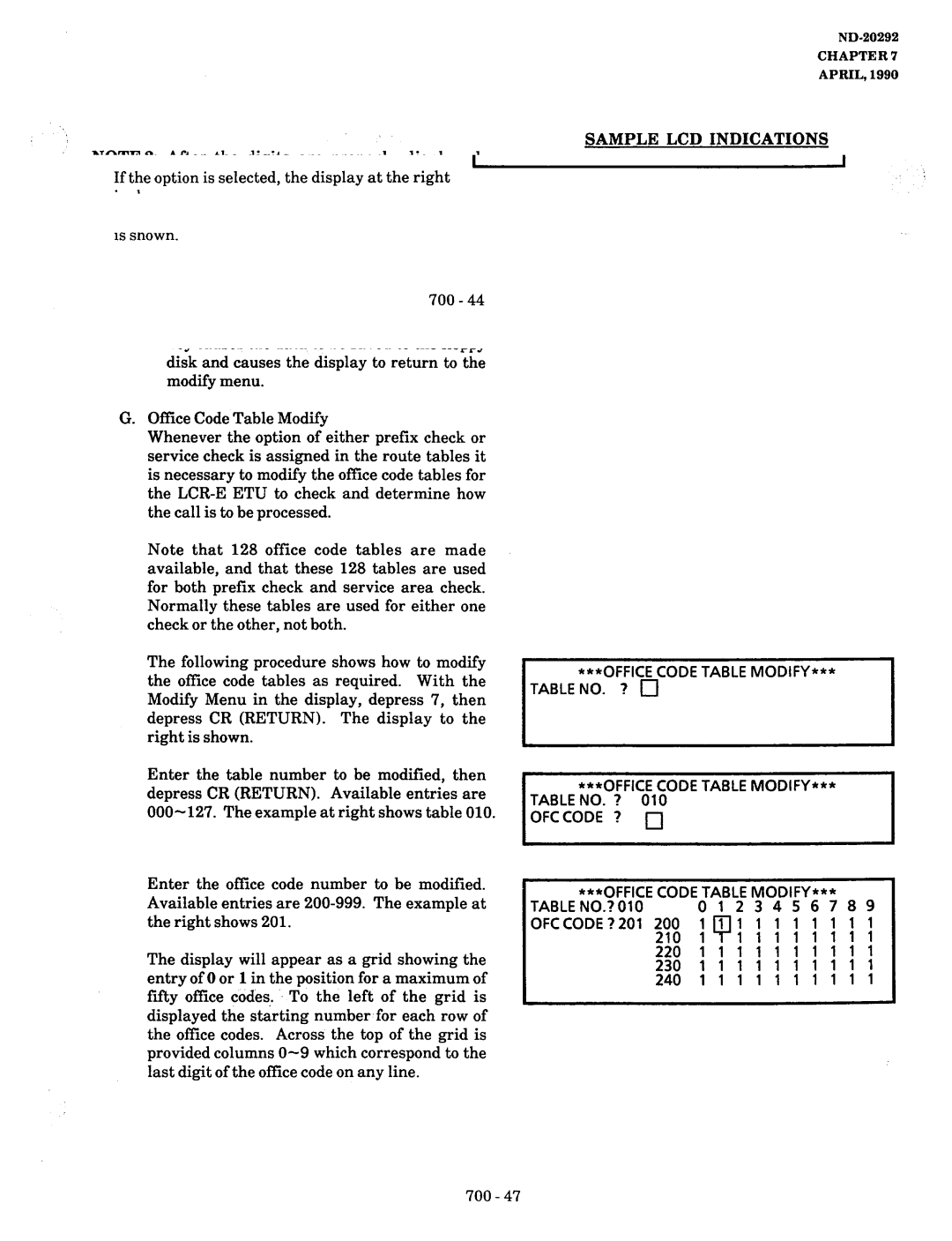 NEC nd-20292 manual Office Code Table Modify Table NO. ? 