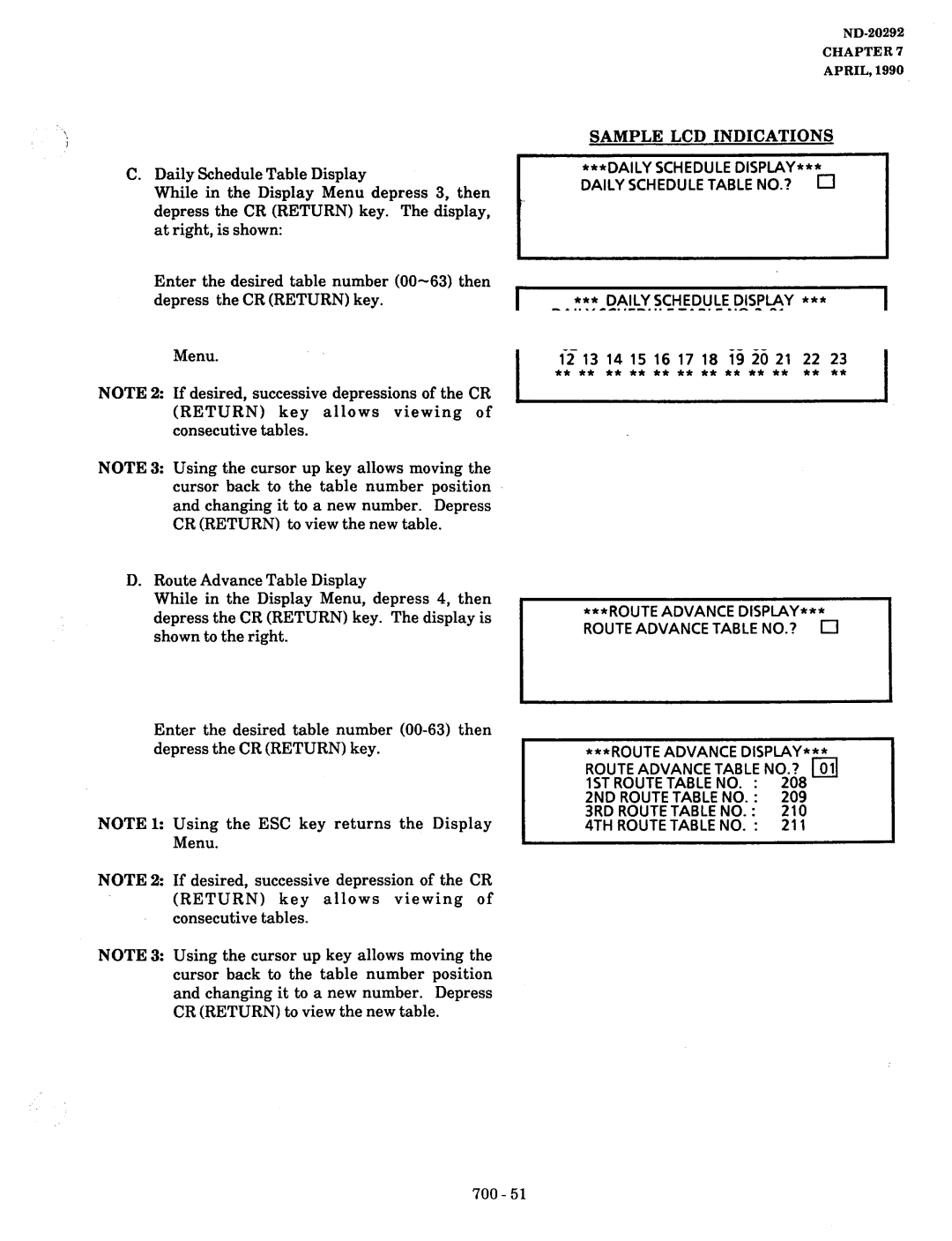 NEC nd-20292 manual Daily Schedule Display Daily Schedule Table NO.? 