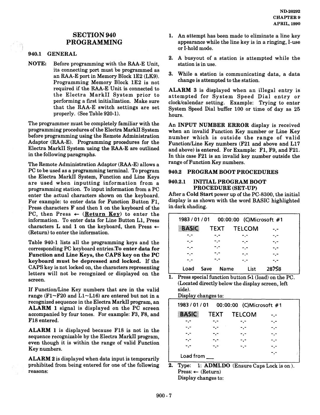 NEC nd-20292 manual Text Telcom, General 