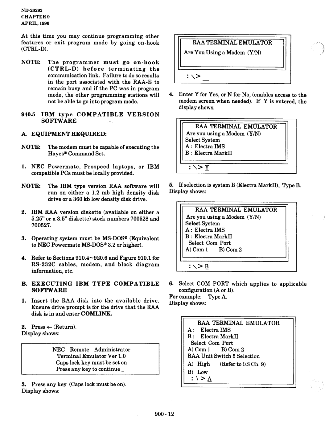 NEC nd-20292 manual Executing IBM Type Compatible Sofiware 