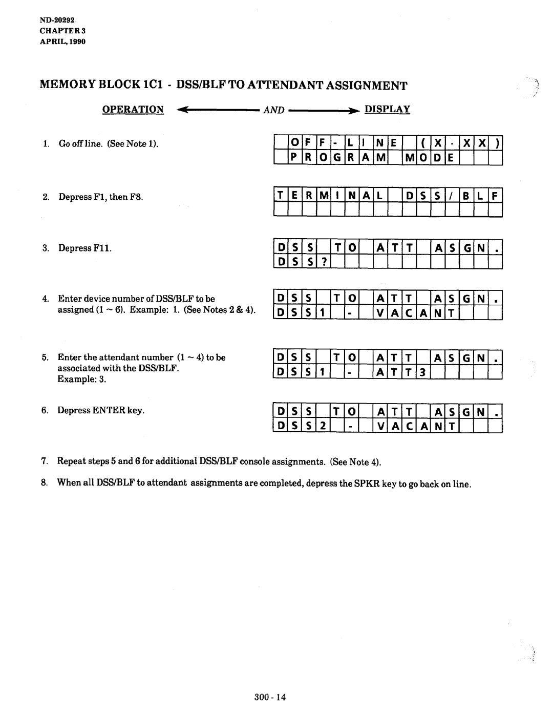 NEC nd-20292 manual Line Program, Terminal DSS/BLF ATT, 7DSS ATT, Dssi Vacant DSS ATT, ATT3 DSS, DSS2 Vacant 