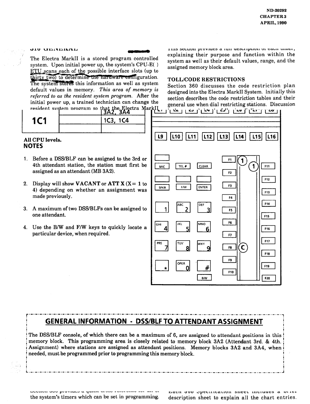 NEC nd-20292 manual Information, Assignment, General, DSS/BLF to Attendant, 3A2, 3A4 lC3, lC4 