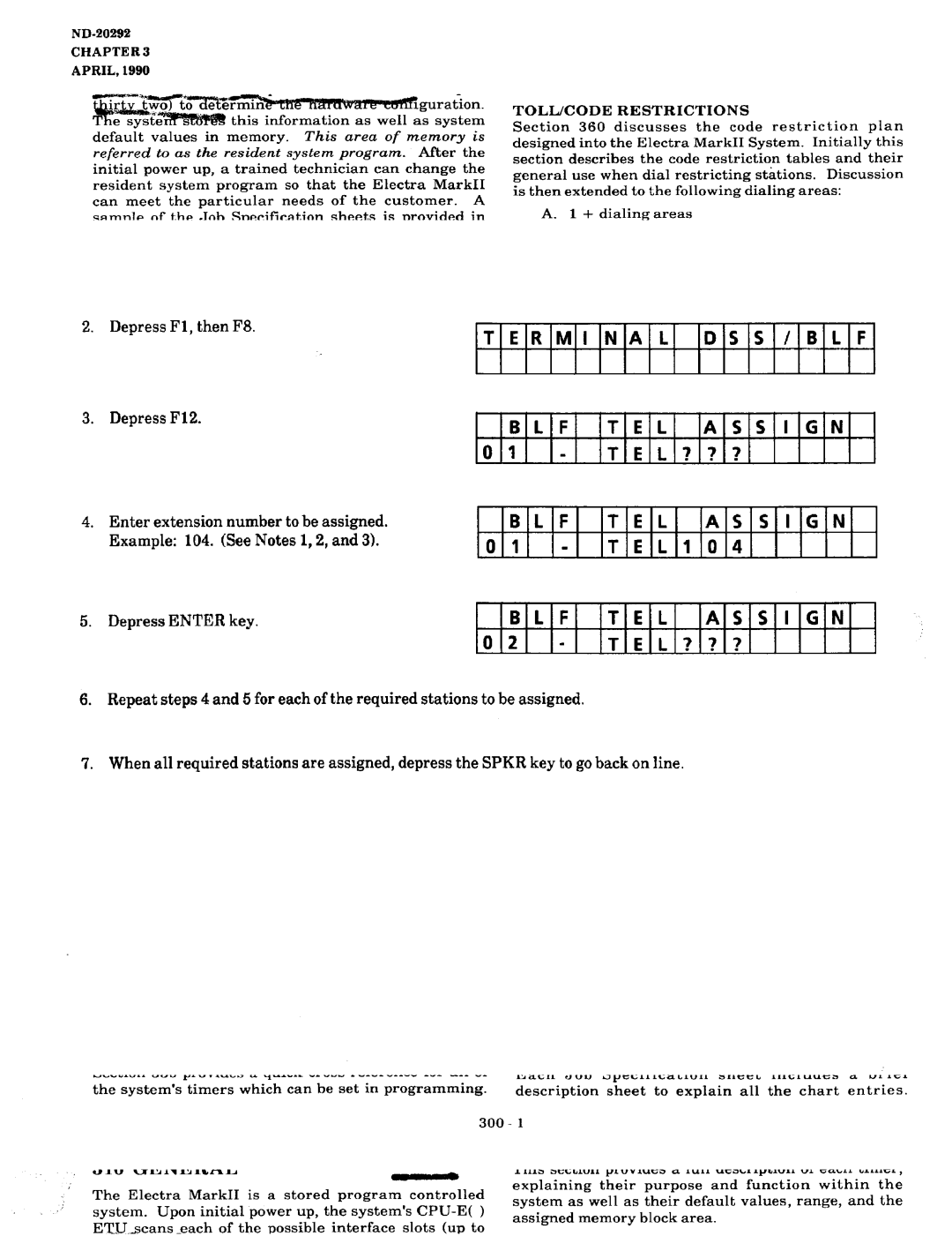 NEC nd-20292 manual F Line Program Mode TERMINALDSS/BLF BLF T E L Assign, Go off line Depress Fl, then F8 Depress F12 