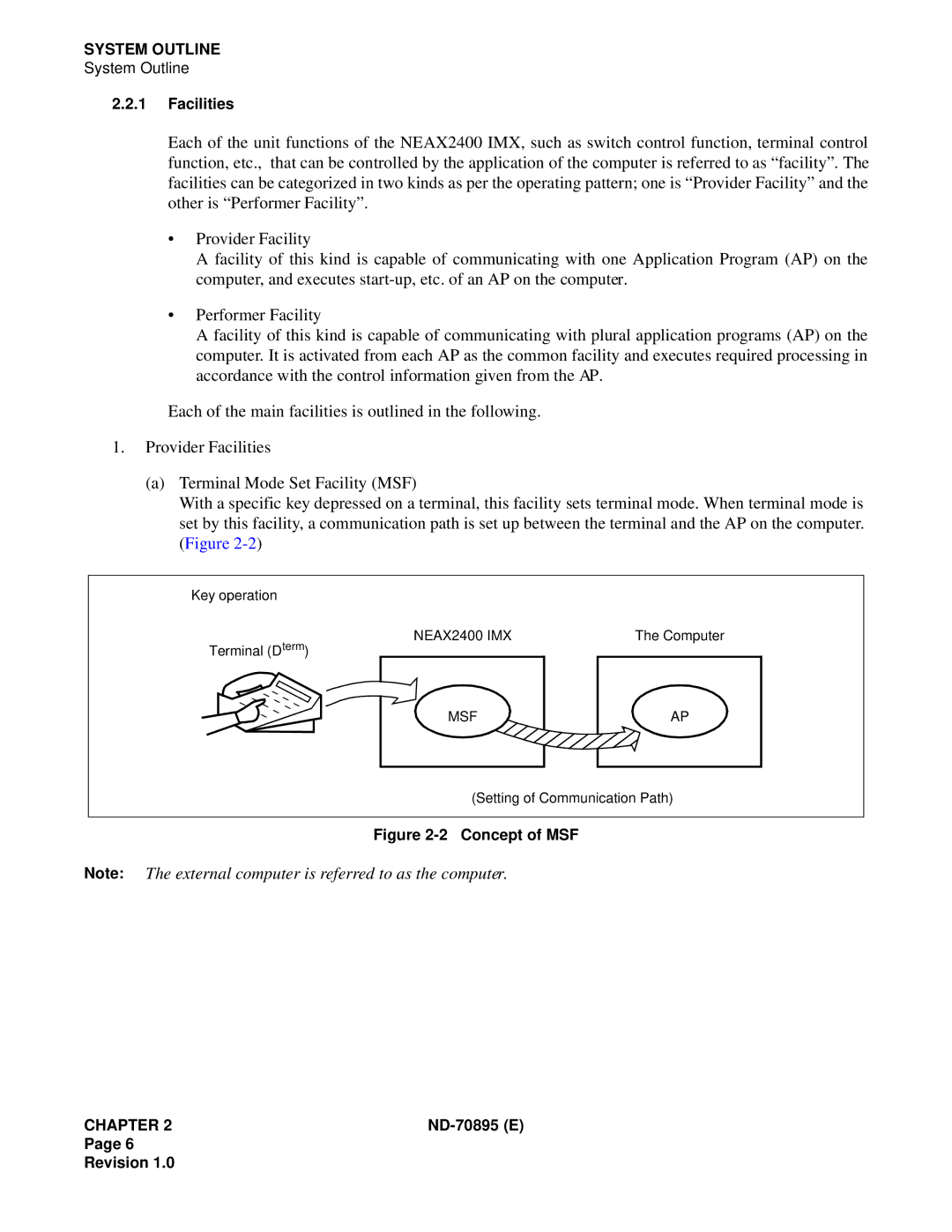 NEC ND-70895 (E) system manual Concept of MSF 