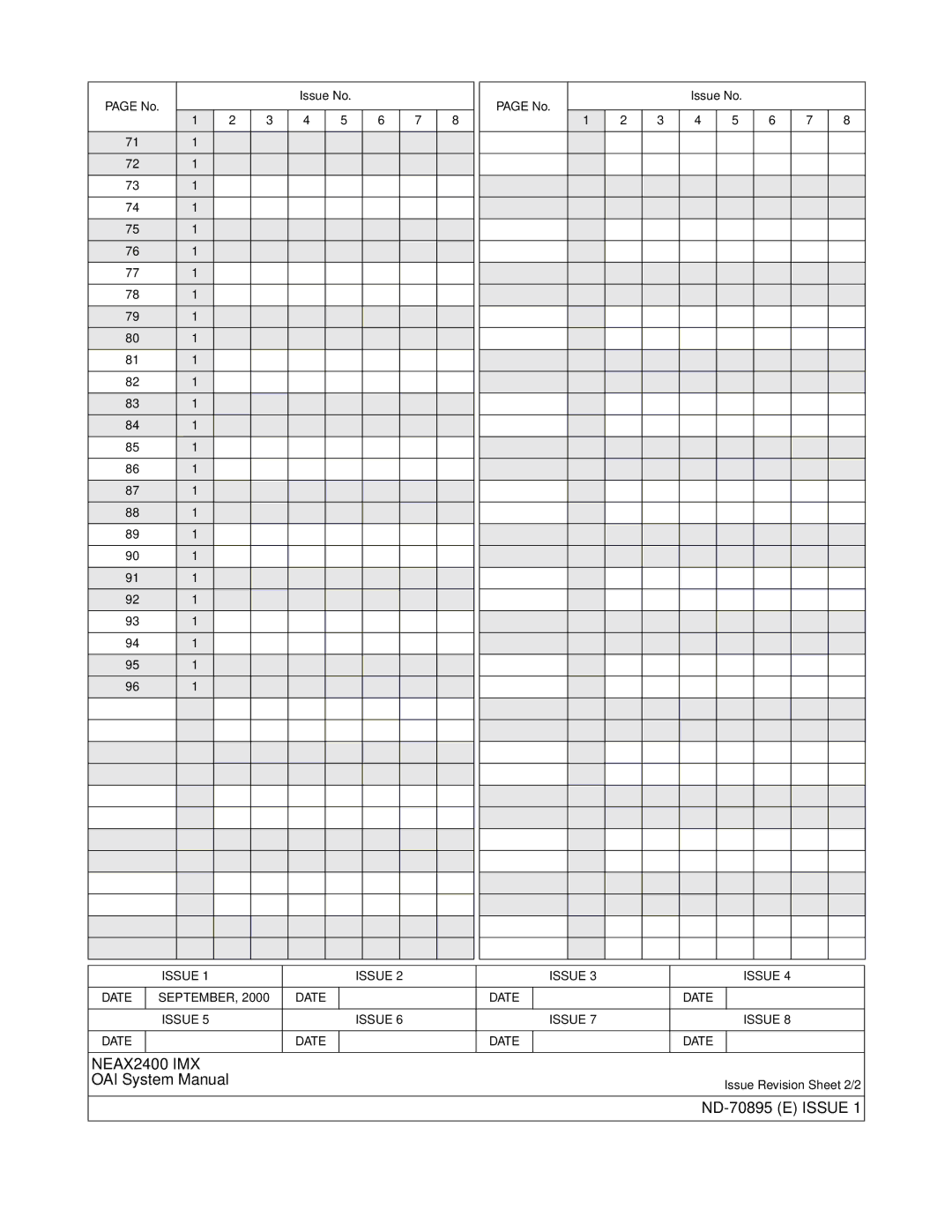 NEC ND-70895 (E) system manual Issue No 