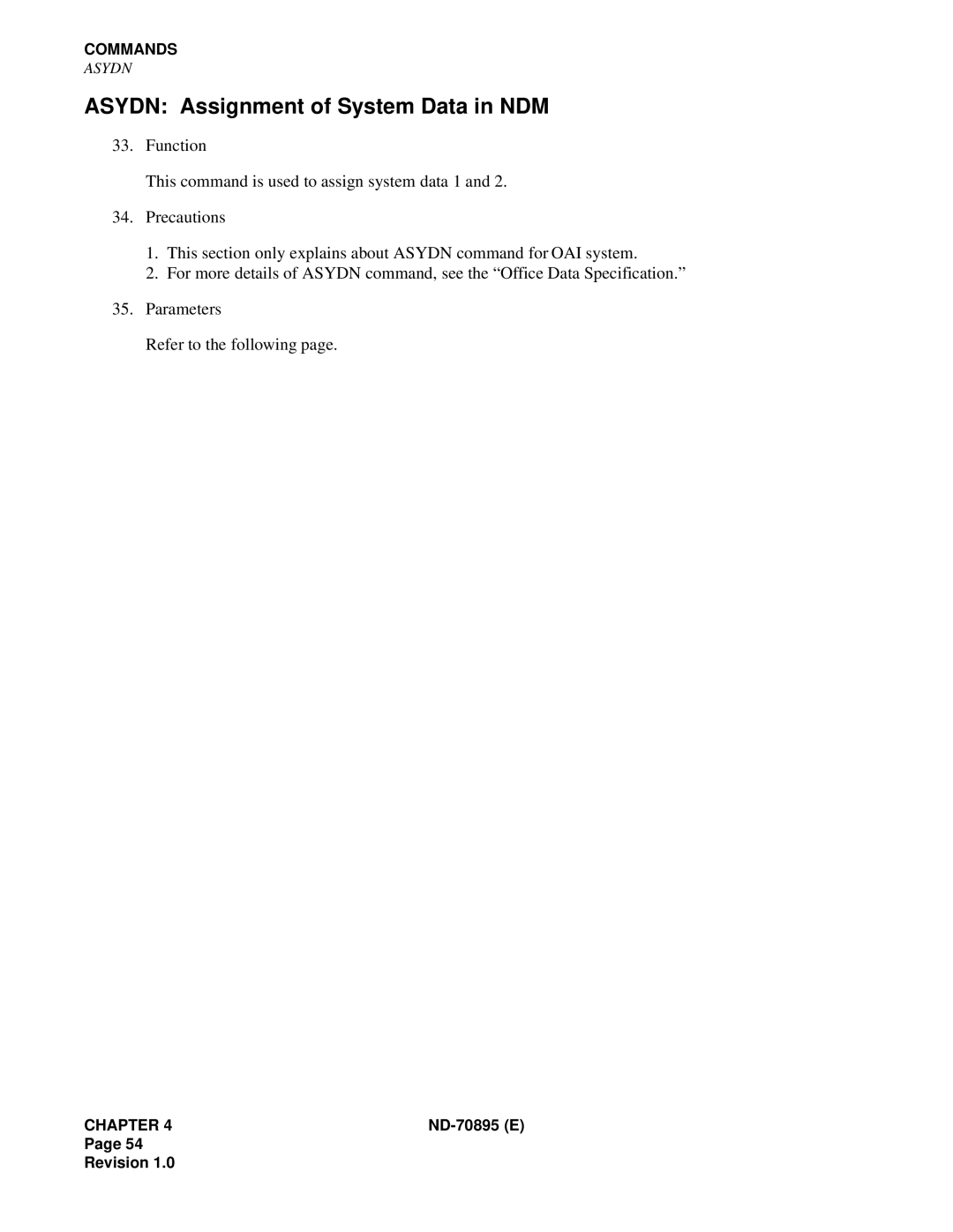 NEC ND-70895 (E) system manual Asydn Assignment of System Data in NDM 