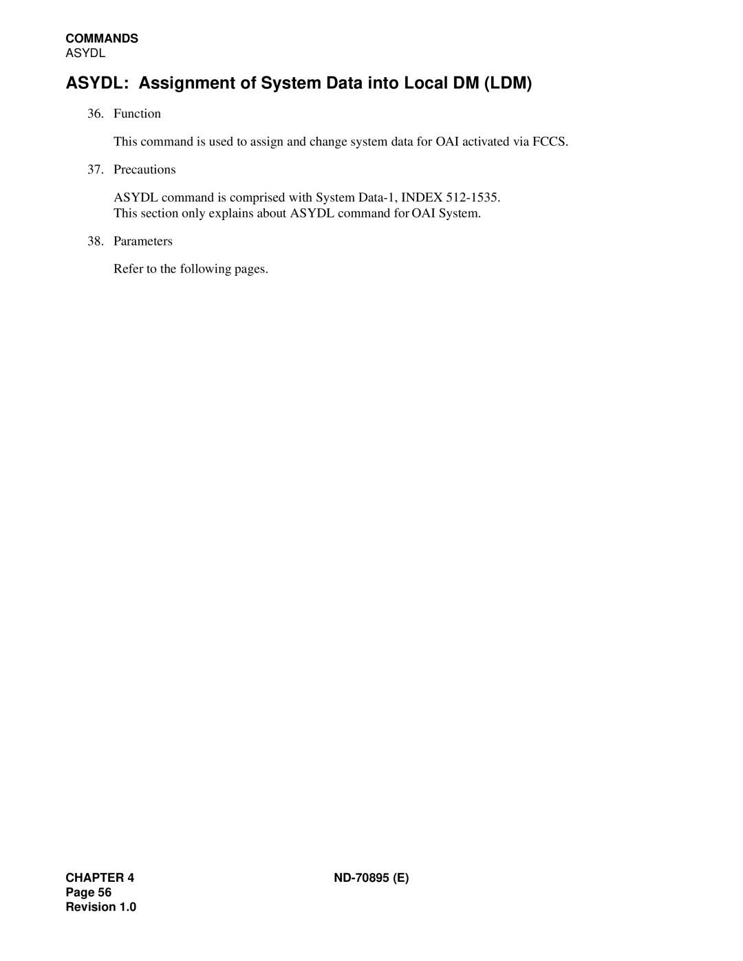 NEC ND-70895 (E) system manual Asydl Assignment of System Data into Local DM LDM 