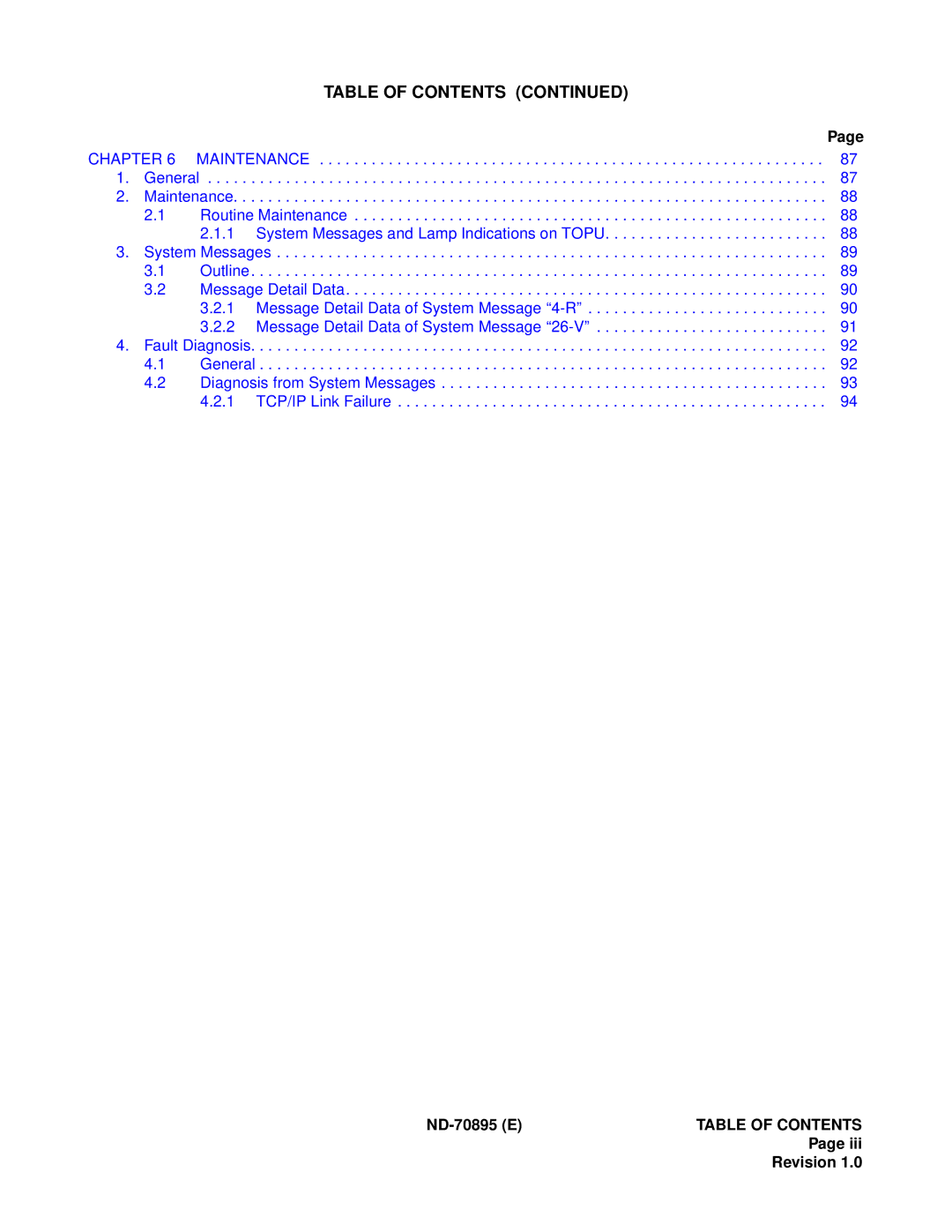 NEC ND-70895 (E) system manual ND-70895 Etable of Contents Page iii Revision 