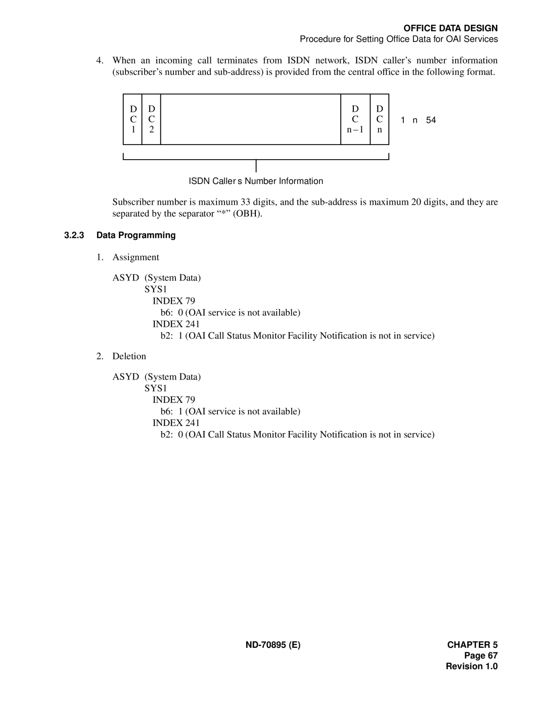 NEC ND-70895 (E) system manual Isdn Caller’s Number Information ≤ n ≤ 