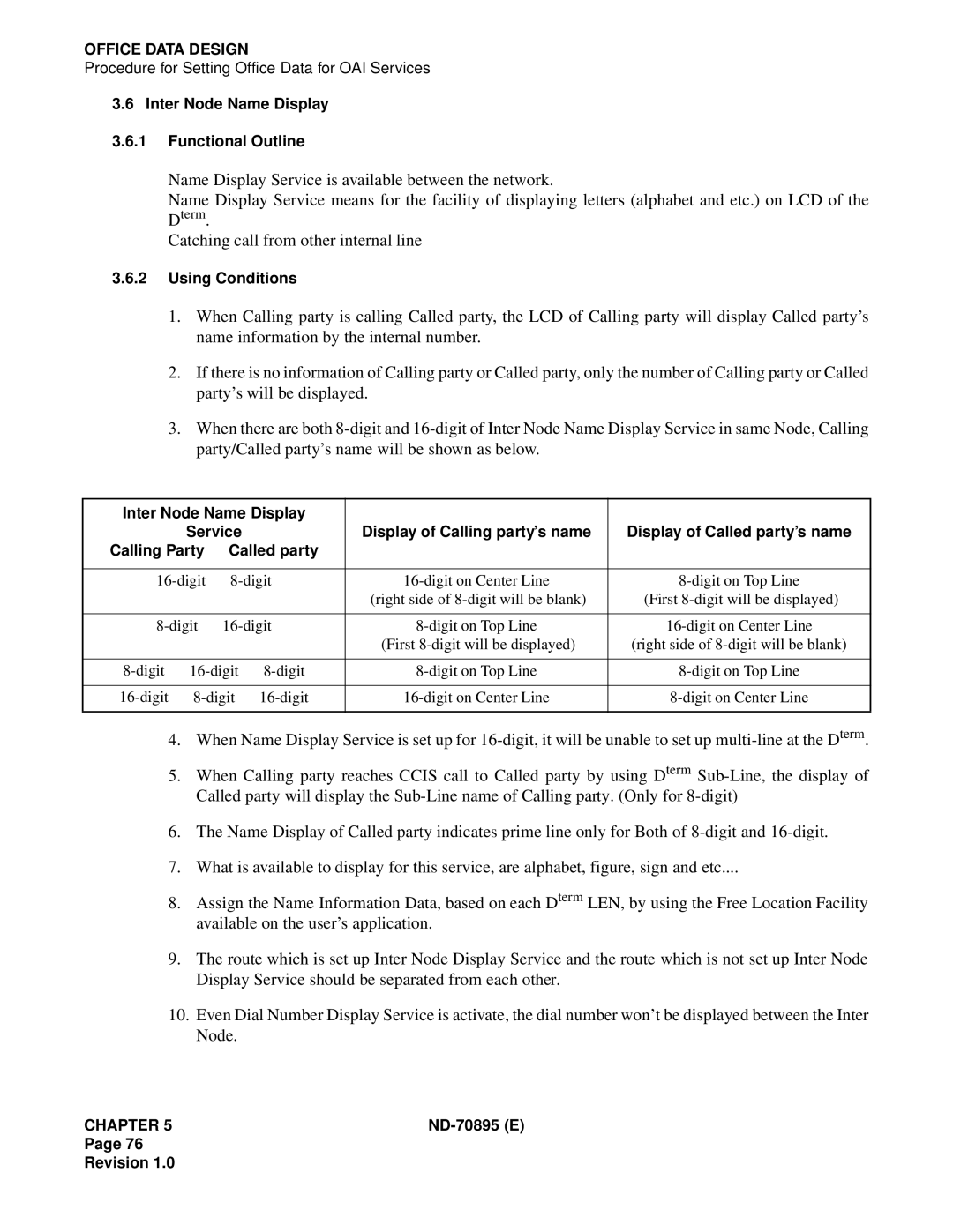 NEC ND-70895 (E) system manual Catching call from other internal line, Called party 