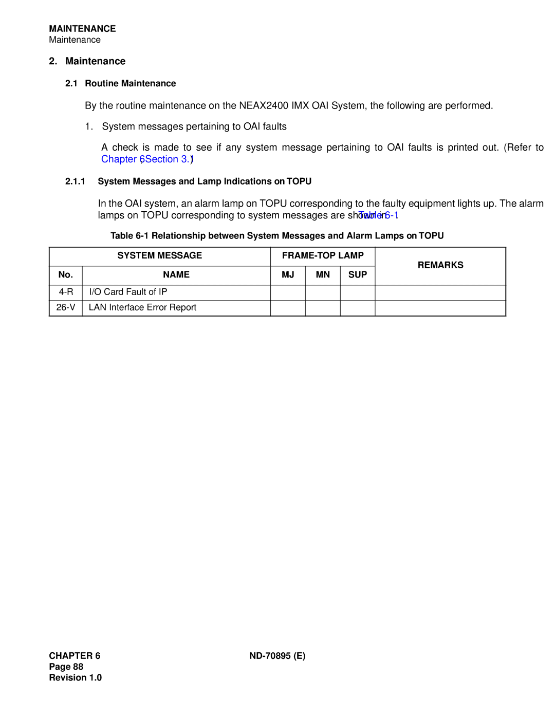 NEC ND-70895 (E) system manual Maintenance 