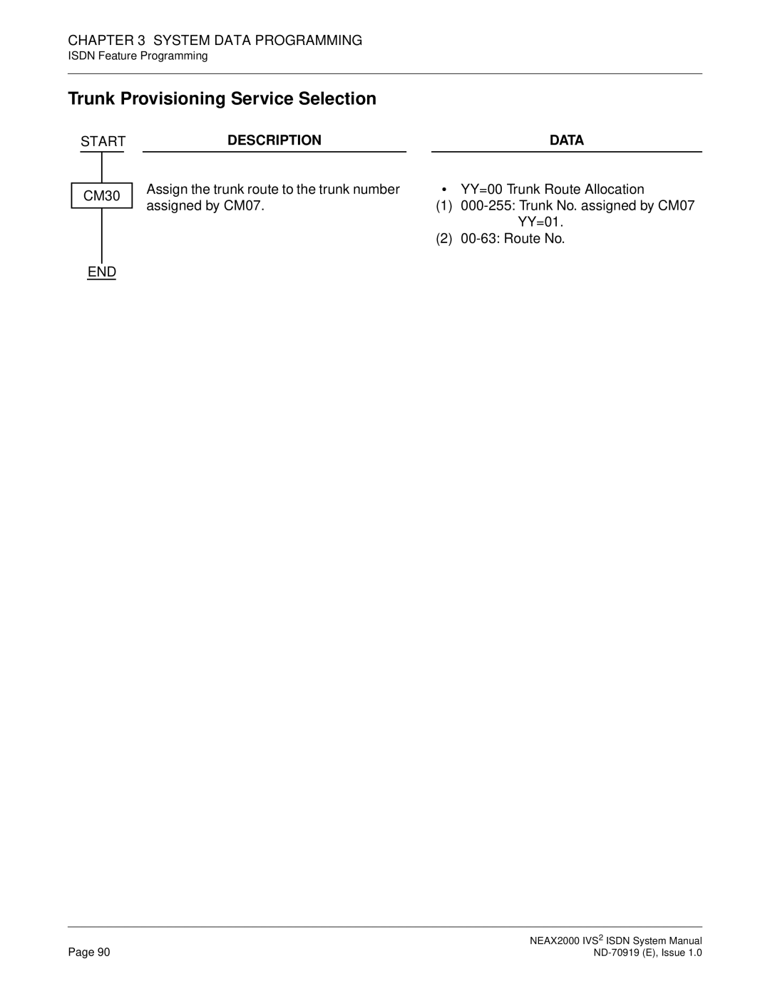 NEC ND-70919 system manual Trunk Provisioning Service Selection 