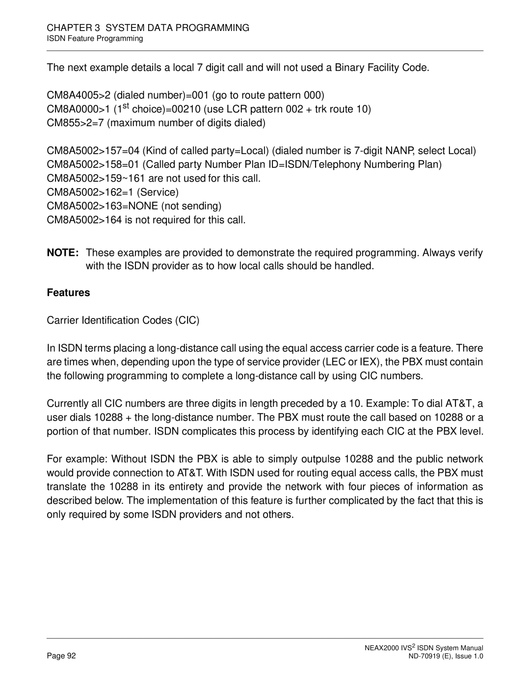 NEC ND-70919 system manual Features 