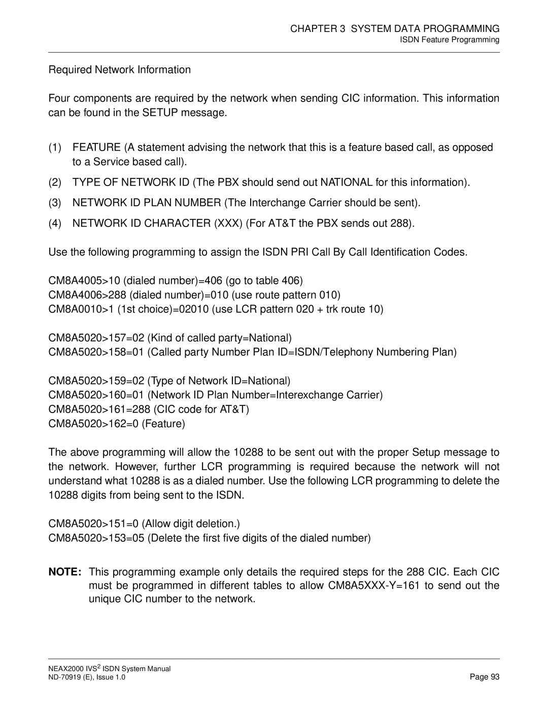 NEC ND-70919 system manual System Data Programming 